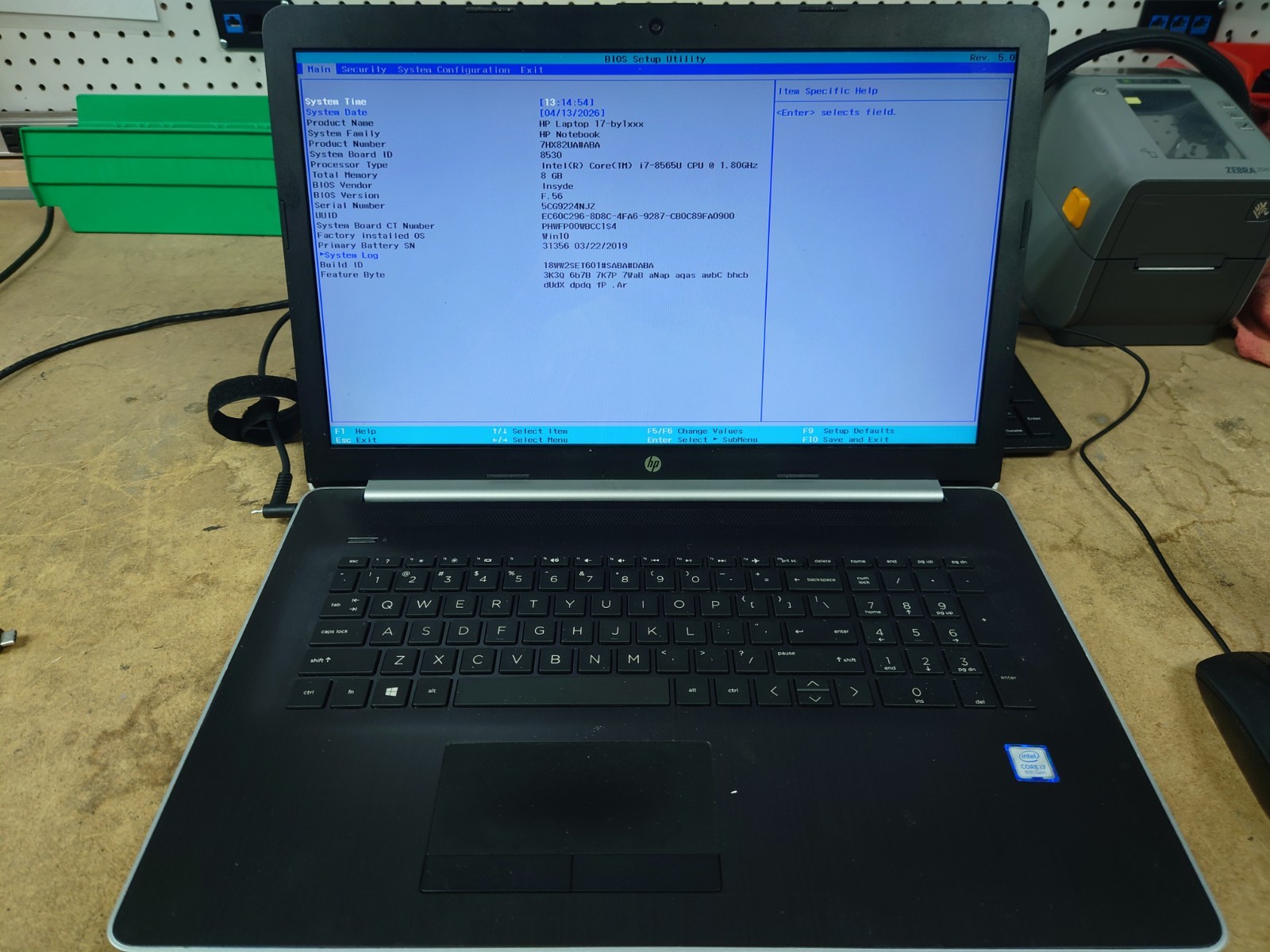 HP Laptop 17-by1071cl 17.3″ FHD i7-8565U 8GB RAM No OS/SSD