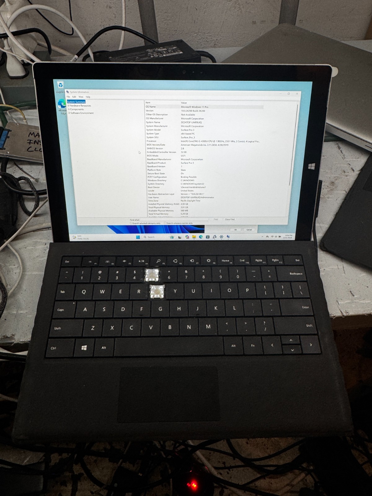 Microsoft Surface Pro 3 Core I5-4300U 4GB RAM 128GB SSD Laptop *READ #6453