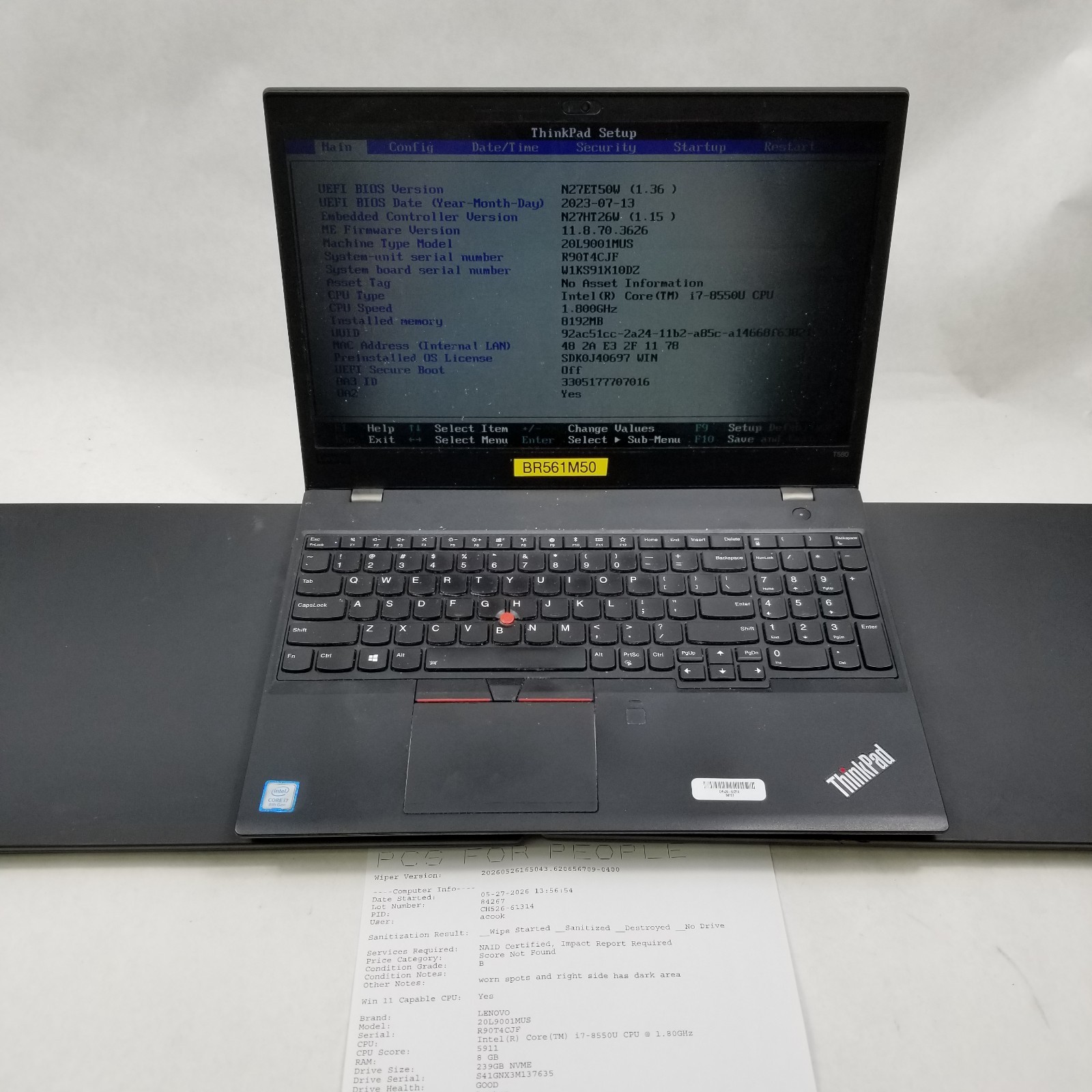Lot of 7 Lenovo ThinkPad T580 Mixed Specs i5 / i7 for Parts or Repair *Read*