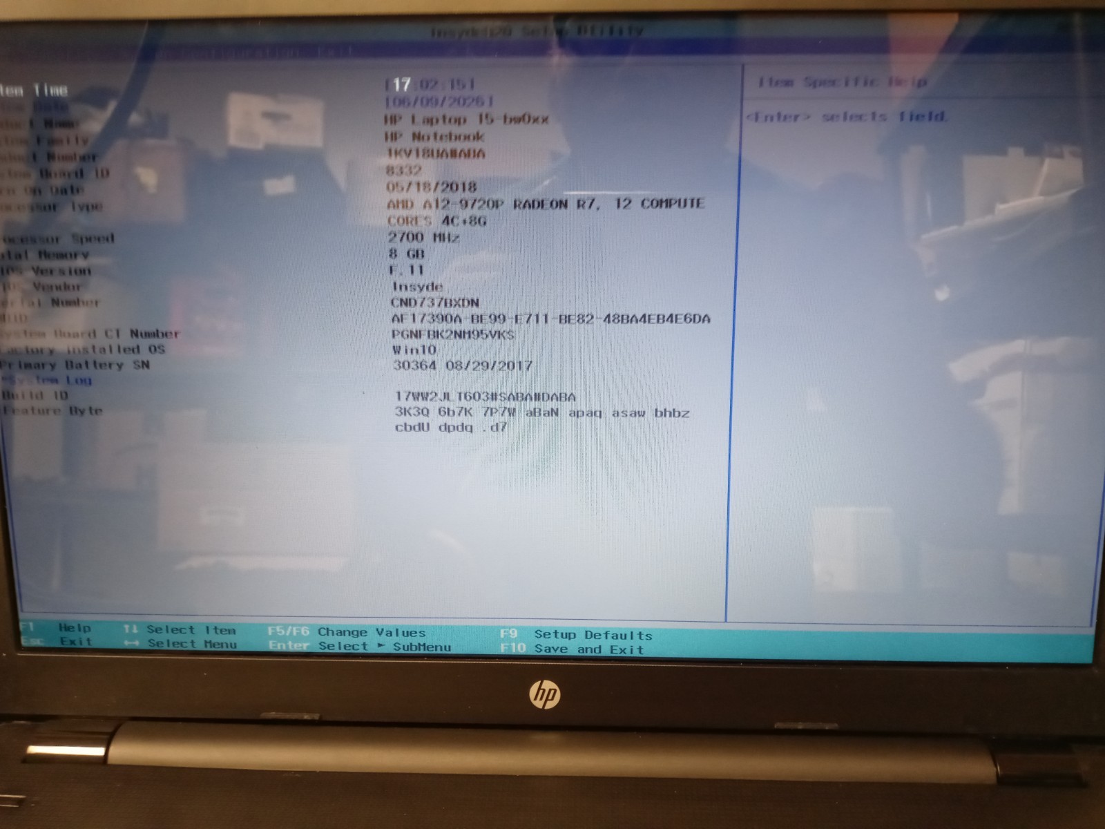 HP 15-BW017cl AMD A12-9720P 2.70GHZ Radeon R7, 12 | 12GB RAM | 256GB SSD| NO OS