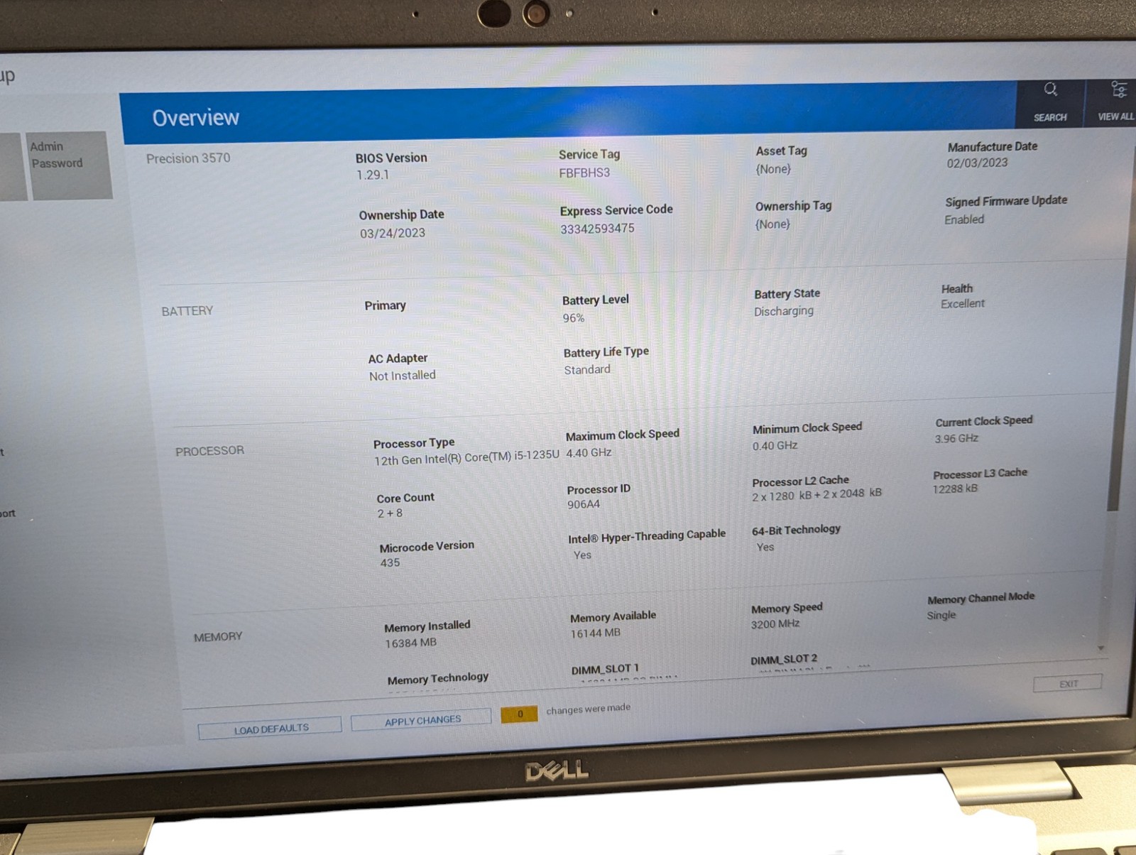 Dell Precision 3570 i5-1235U 16GB RAM 256GB SSD Grade D