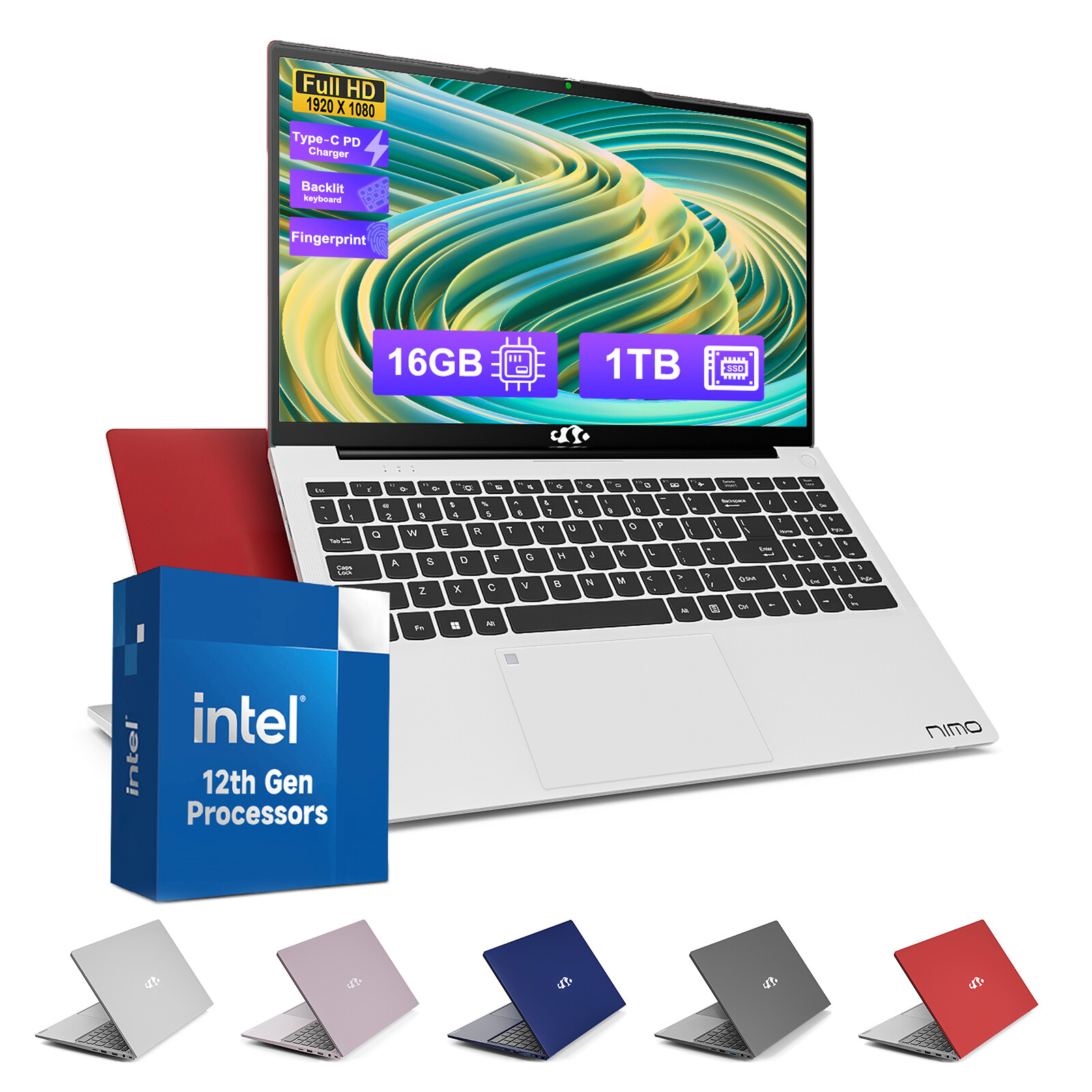 NIMO 15.6 FHD Laptop 16GB RAM 1TB SSD Intel Pentium Quad-Core N100 Backlit KB