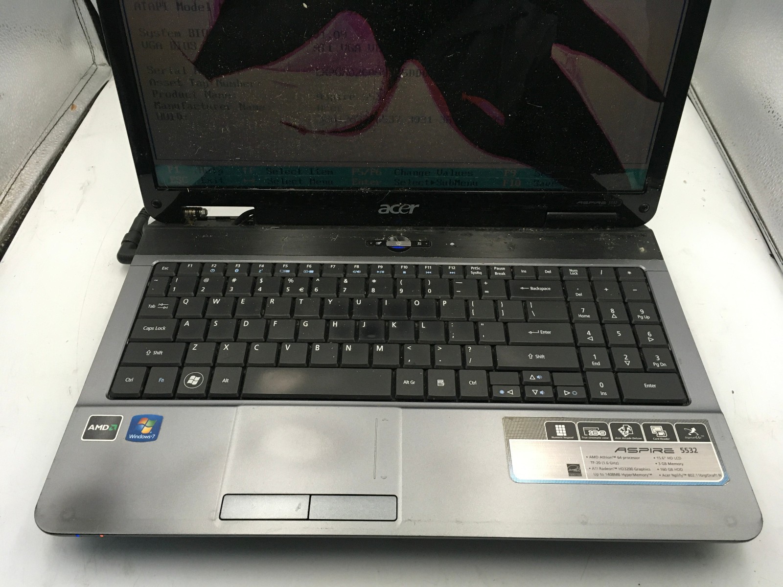 ACER ASPIRE 5532 – FOR PARTS/BROKEN LCD – AMD ATHLON 64 – 3GB RAM -READ DESC- BB