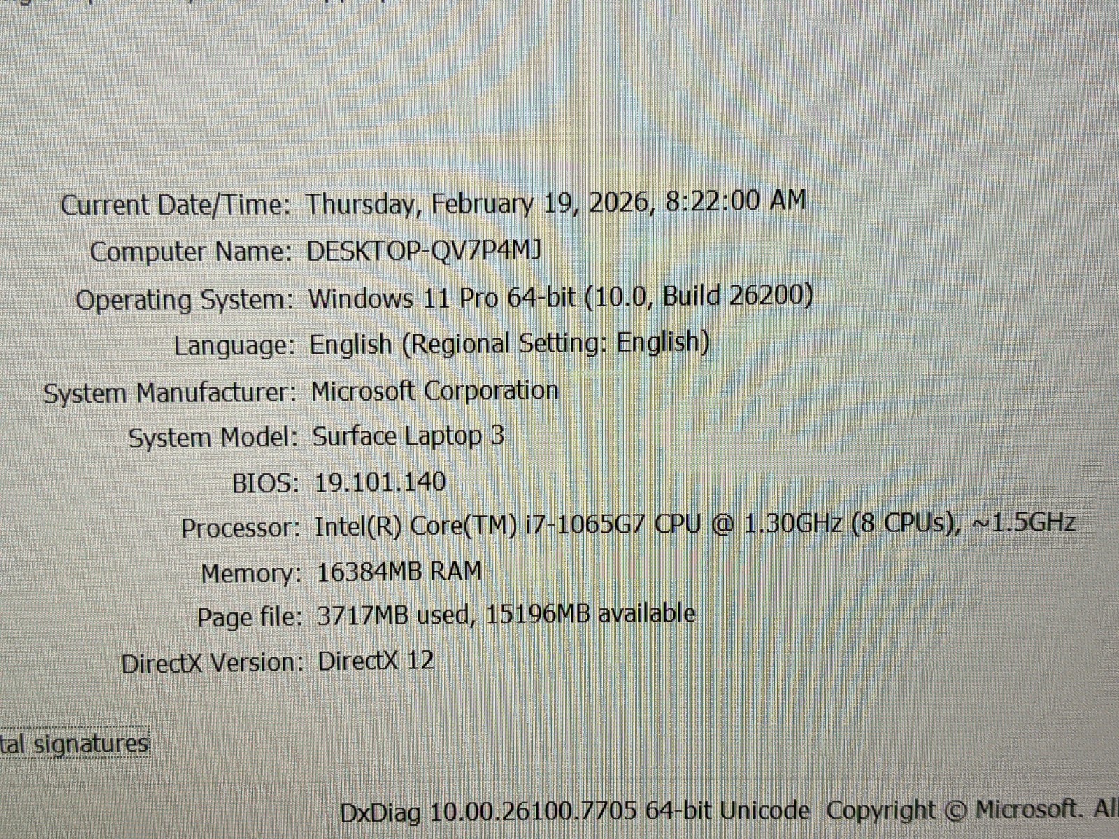 MS Surface Laptop 3 1872 15″ 2496×1664 TOUCH i7-10th Gen 1.3GHz 16GB 512GB AS-IS