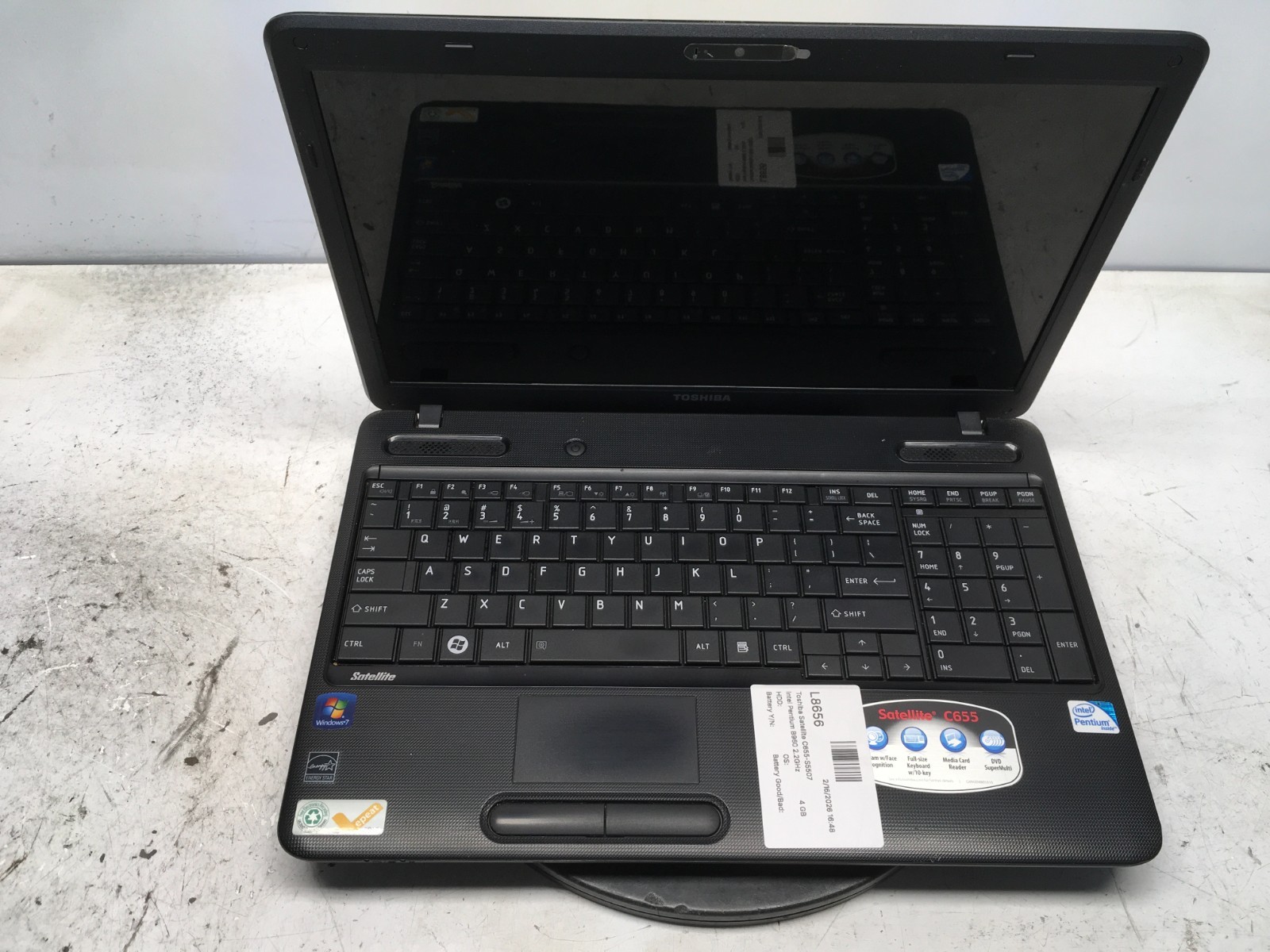 Toshiba Satellite C655-S5507 Intel Pentium B960 2.2GHz 4 GB NO HDD