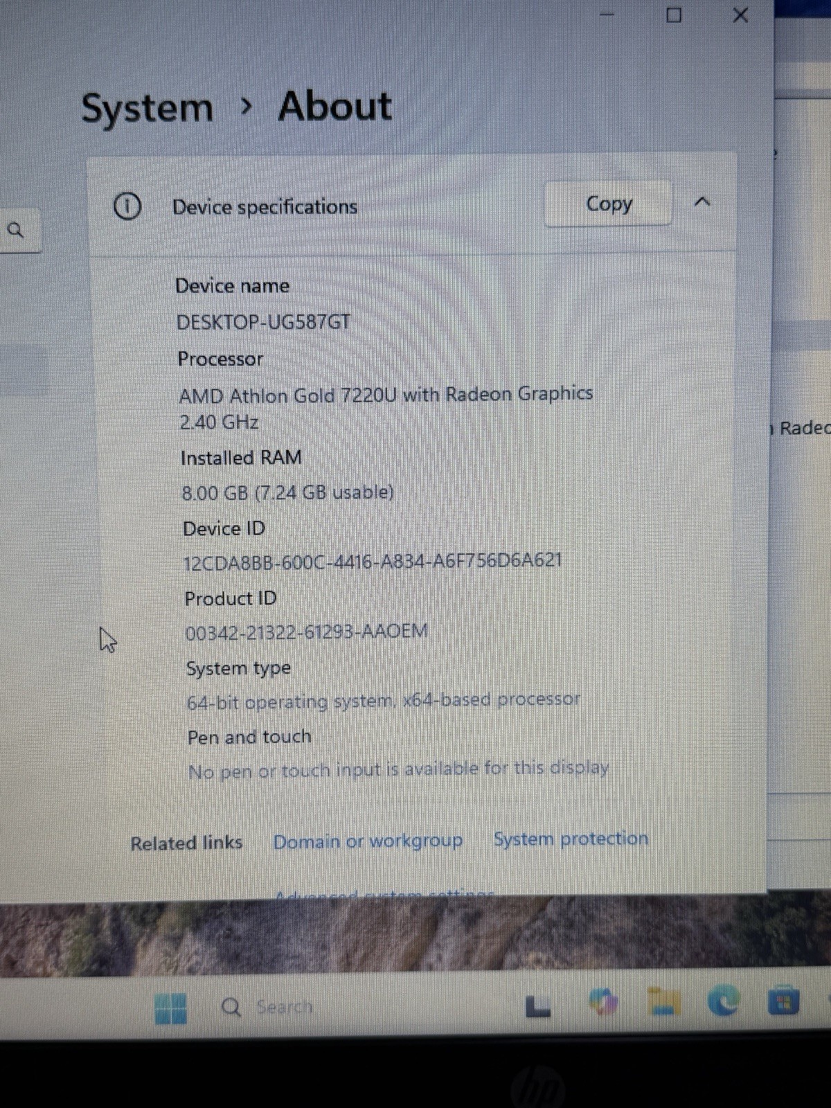 Hp 15-FC0XXX AMD Athlon Gold 7220u 8gb Ram 256gb Storage