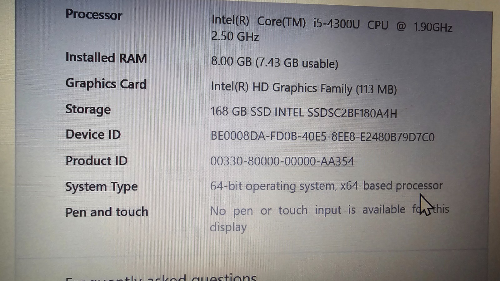 HP Elitebook 850 G1 Intel i5-4300U 8GB 180GB SSD W10 PRO UpToDate damaged Hinge