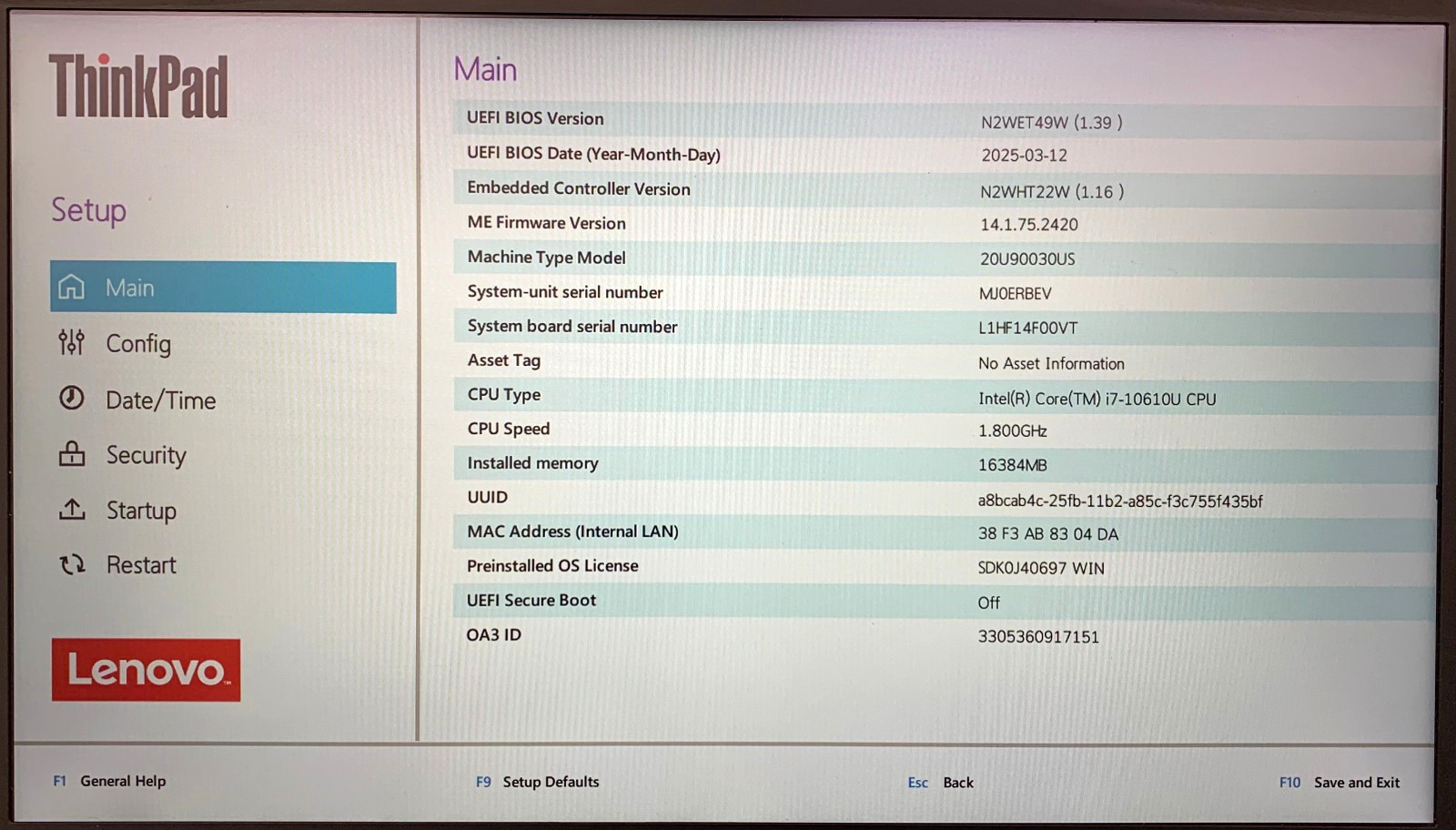 Lenovo ThinkPad X1C Gen 8 14″ i7-10610U 16GB RAM 512GB NVMe, Boots to BIOS