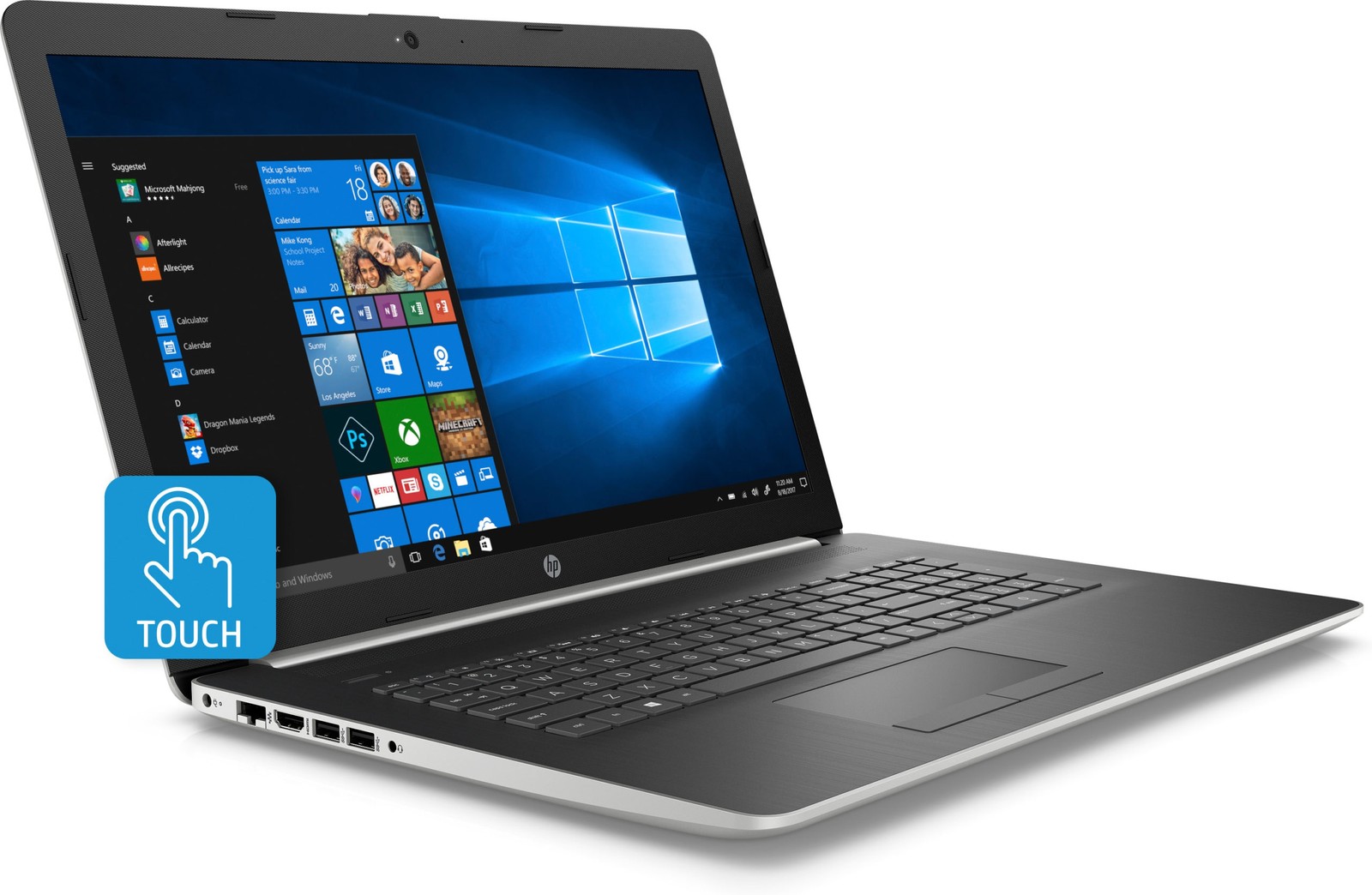 HP NOTEBOOK 17.3″ 1600×900 TOUCH i5-8265U 8GB 256GB SSD- SILVER – CRACKED SCREEN