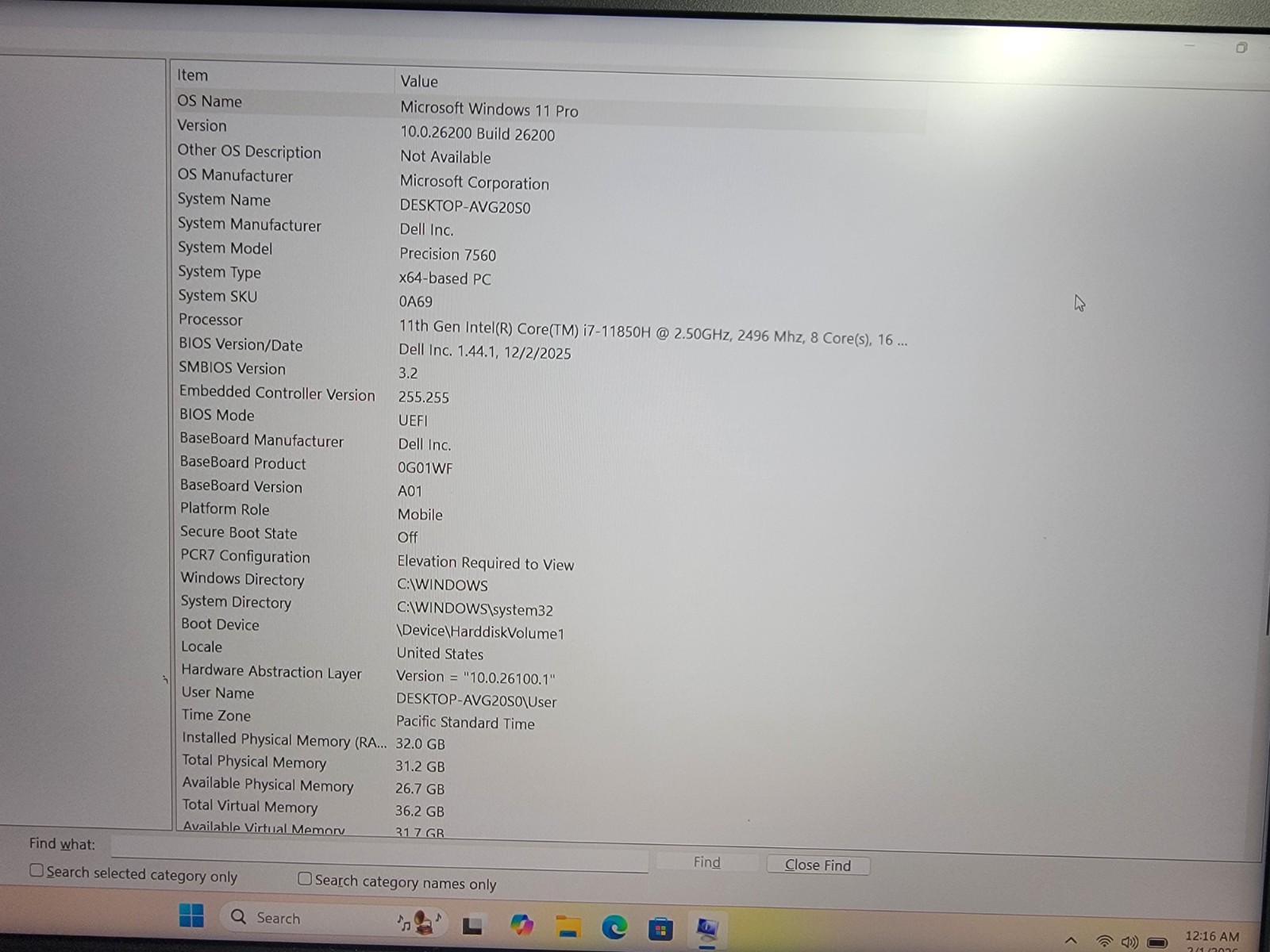 DELL PRECISION 7560 15″ Laptop Core i7 11850H 256GB 32GB Win 11 Pro Quadro T1200