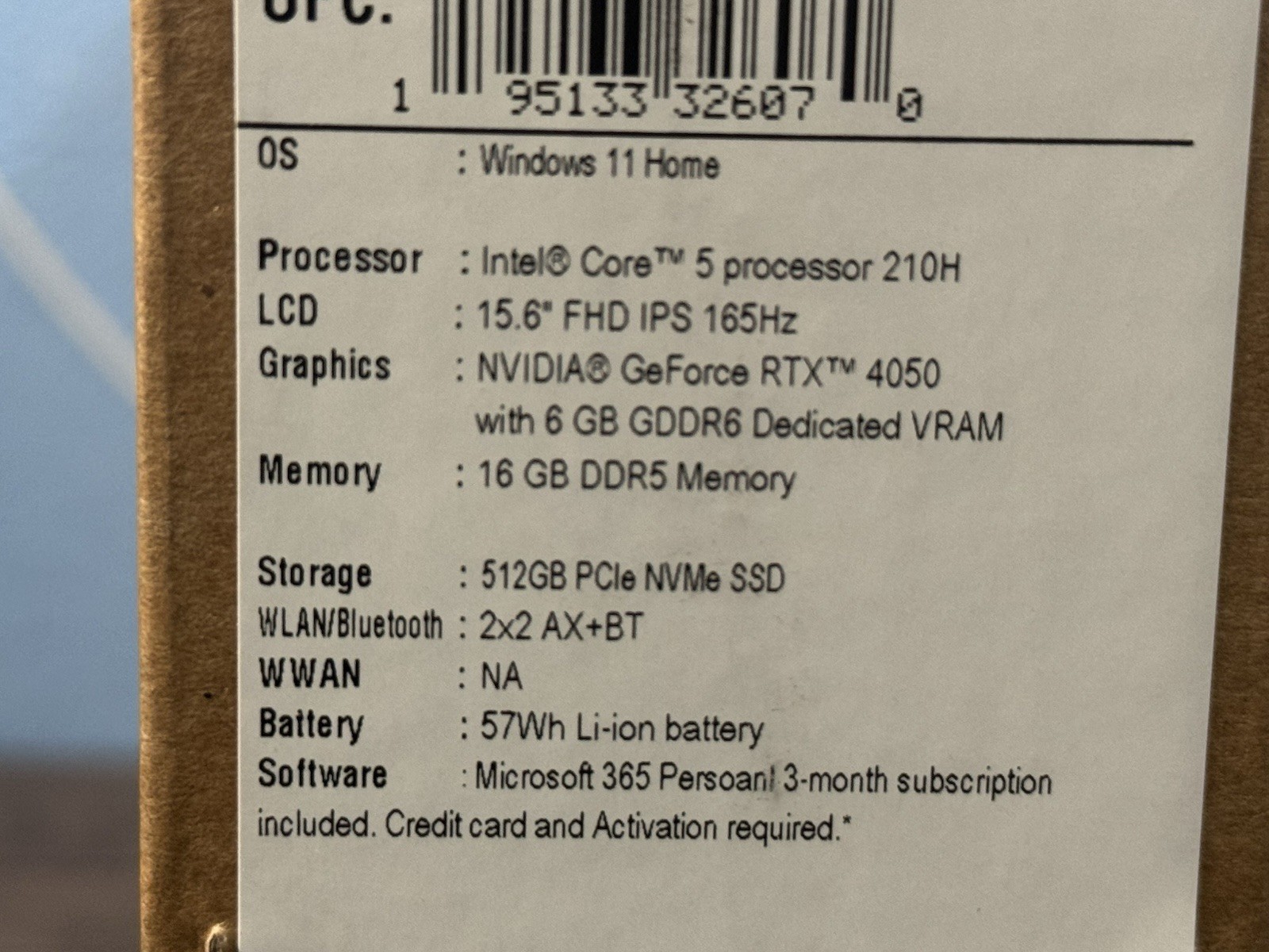 Acer Nitro V 15 Laptop -Intel Core 5 – Geforce RTX 4050 – 16GB DDR5 – New Sealed