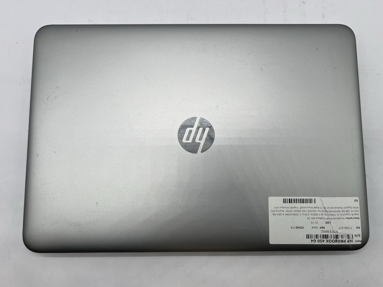 HP ProBook 450 G4, i5-7200U CPU, @ 2.50GHz, 8GB RAM, 500GB SSD-No OS/Charger