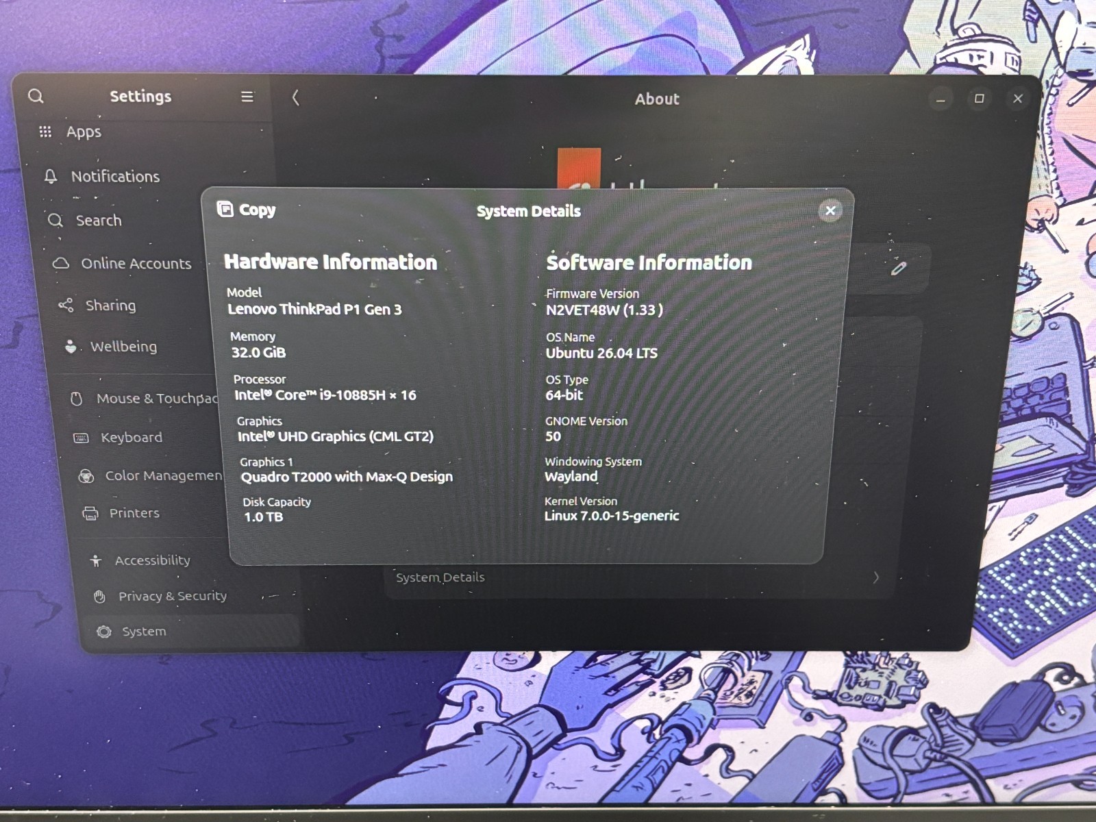 Lenovo ThinkPad P1 Gen 3 i9-10885H 32GB RAM 1TB NVMe T2000 please read