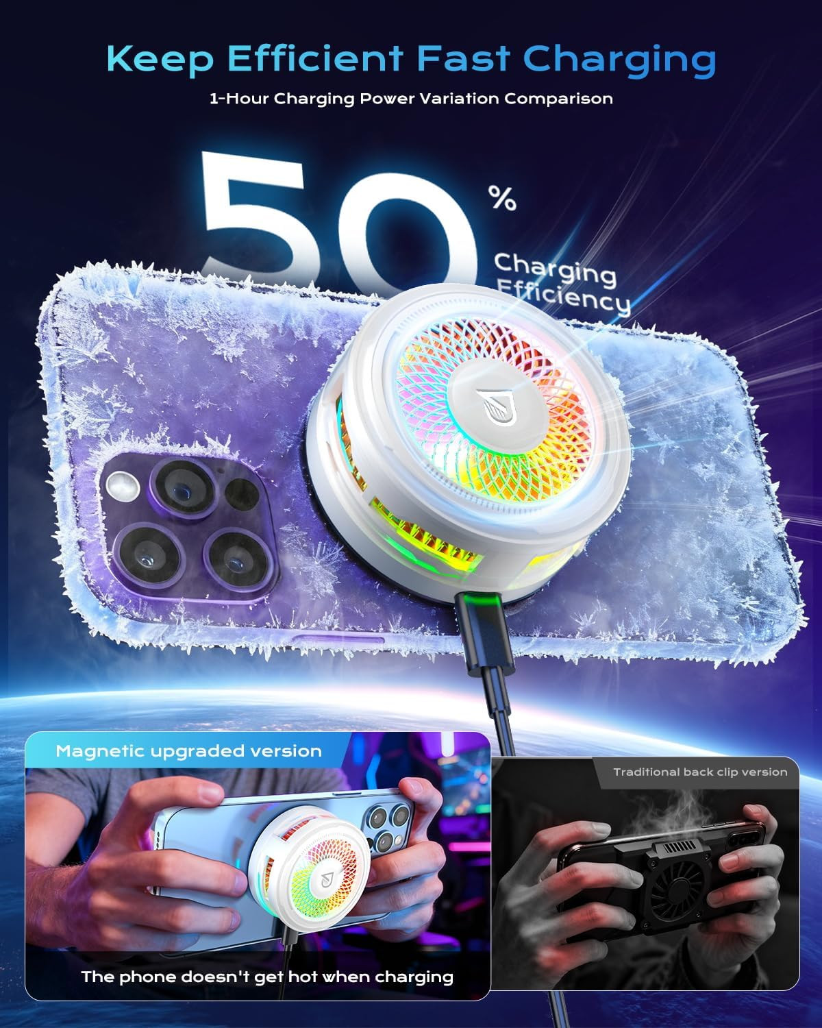 25W Qi2 Certified Magnetic Charger with Cooling System – Phone Cooler for Gaming