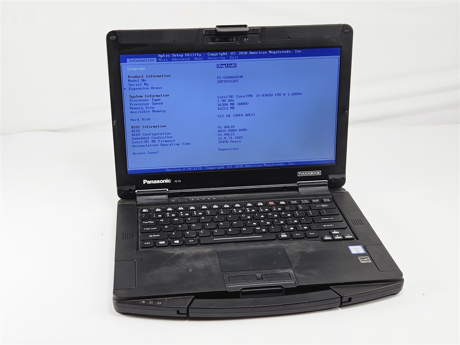 Panasonic Toughbook FZ-55 MK1 Intel Core i5-8365U 16GB 512GB SSD 14″ HD Webcam