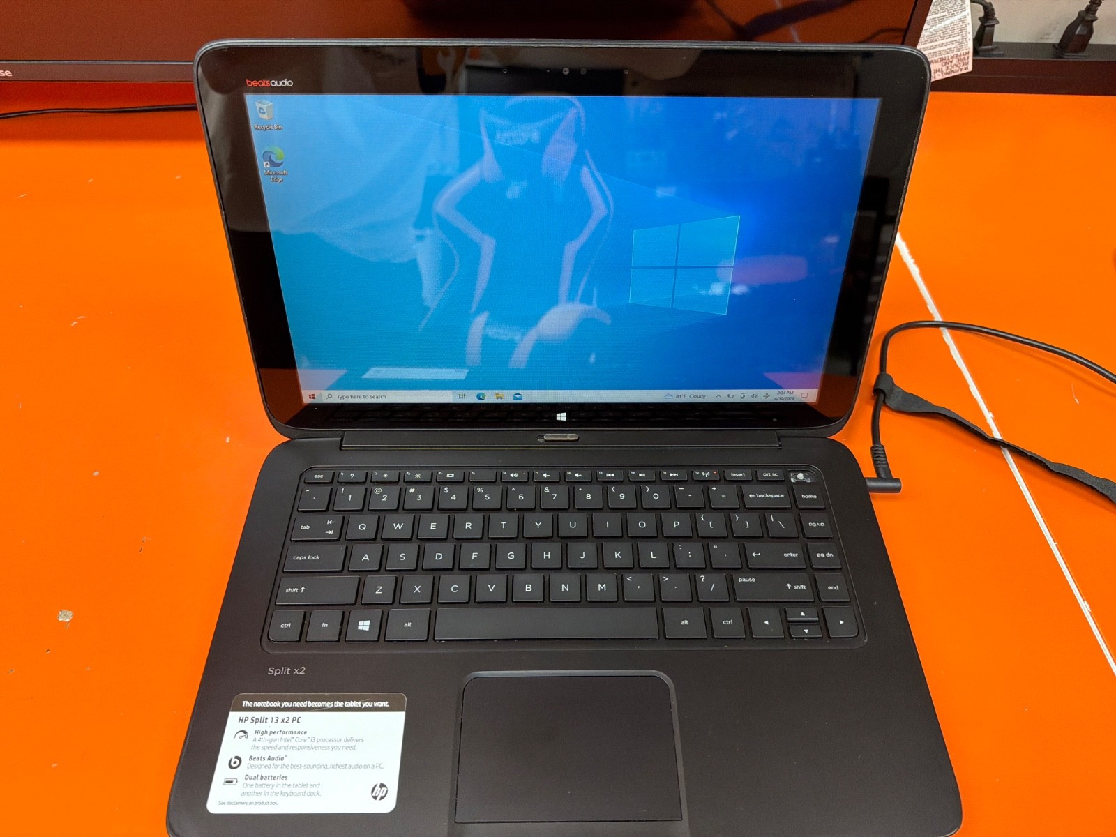 HP Split 13 X2 PC Laptop Intel i3 4GB RAM 128GB SSD Bad Batteries AS IS