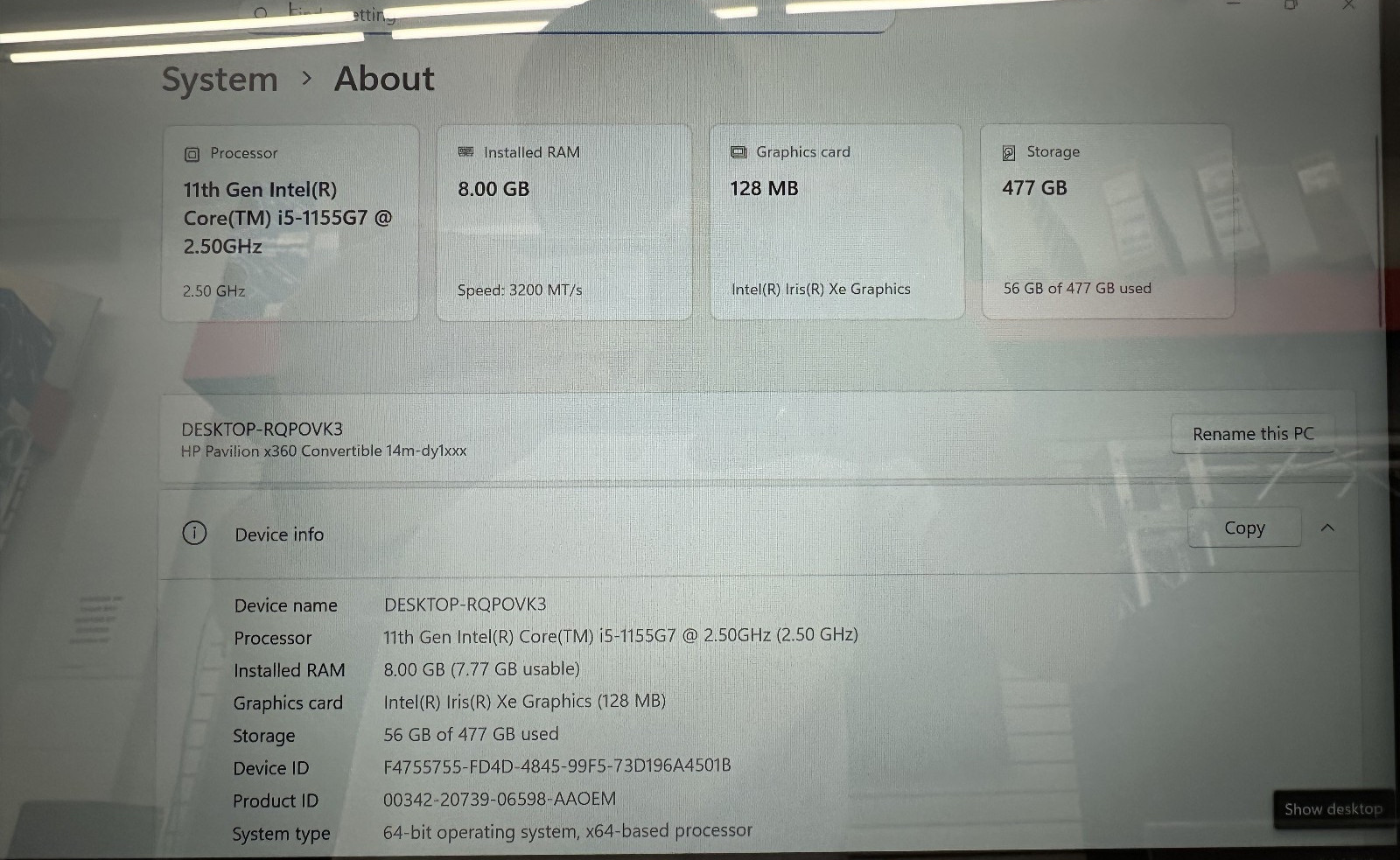 HP Pavilion x360 Touch 2-in-1 14M-DY1033DX 14″ i5-1155G7 8GB 512GB SSD W11 Home