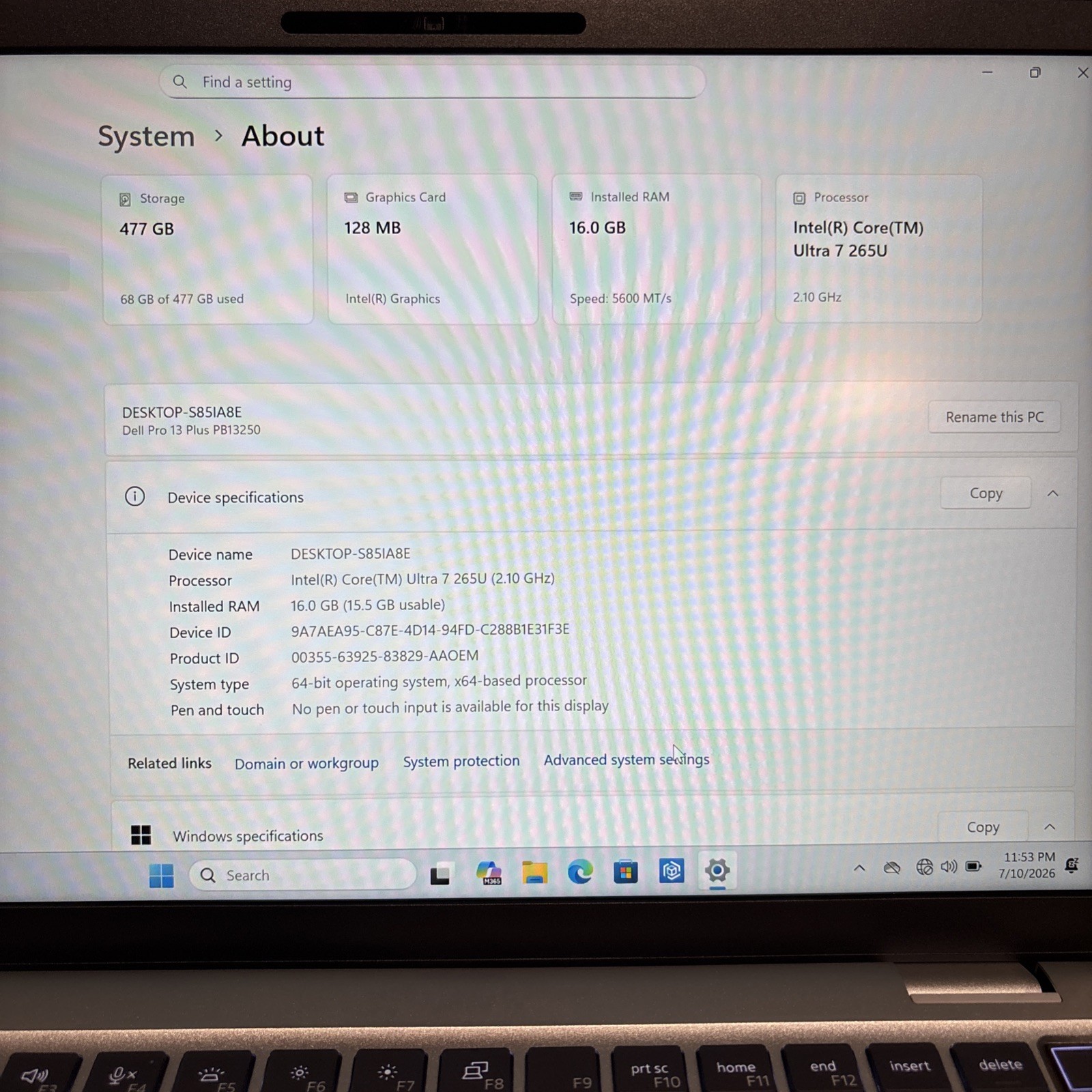 Dell Pro 13 Plus PB13250 13.3″ FHD+ Intel Core Ultra7 266V 16GB 512GB SSD WIN11P