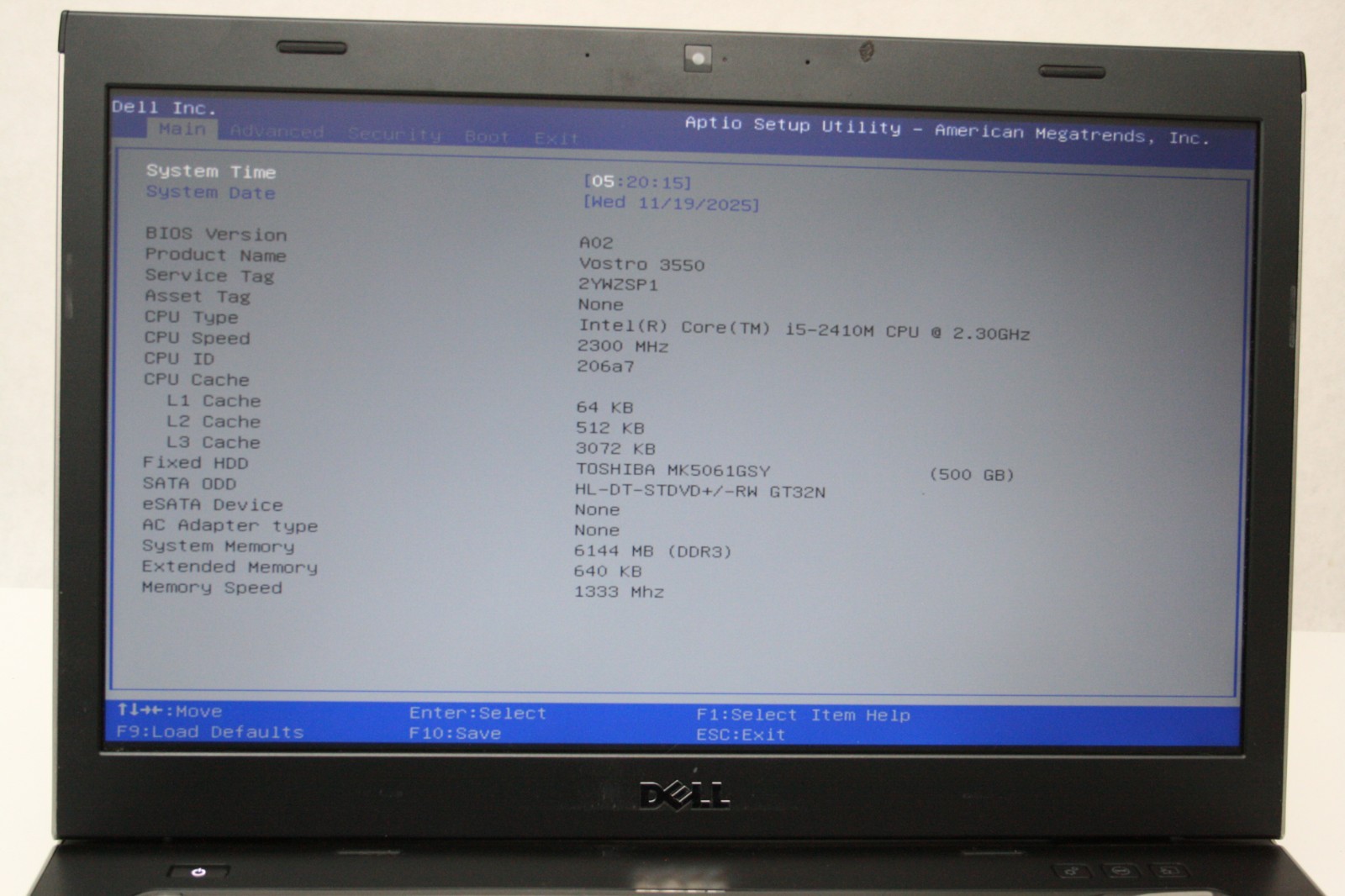 Dell Vostro 3550 Laptop Intel Core i5-2410M @2.30 GHz 6GB 500GB HDD Win 7 Pro