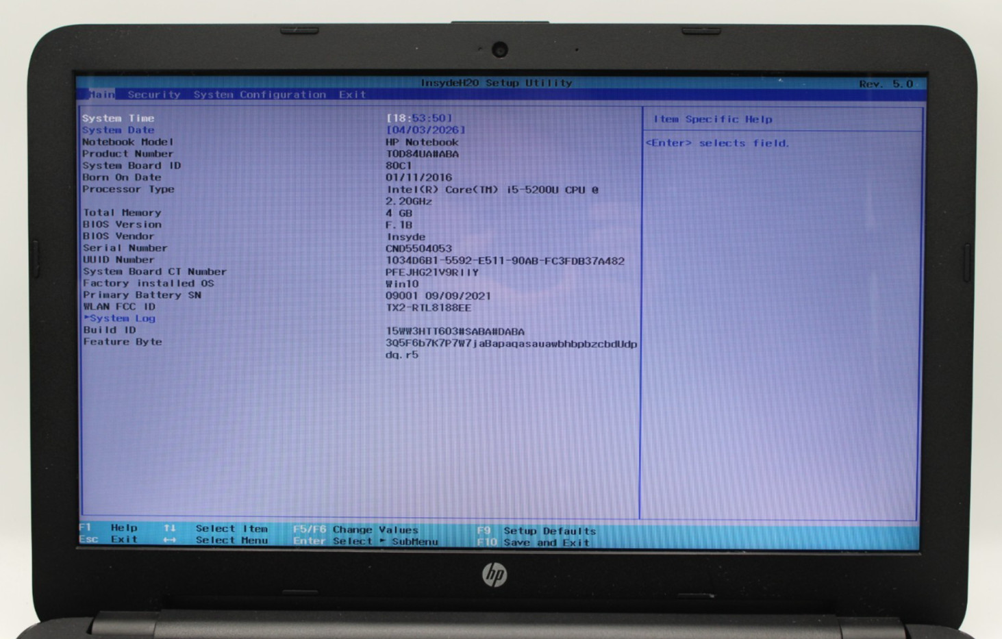HP 15-ac151dx i5-5200U@2.2GHz 4GB DDR3 NO STORAGE/OS/HDD/SSD *USED/TESTED*