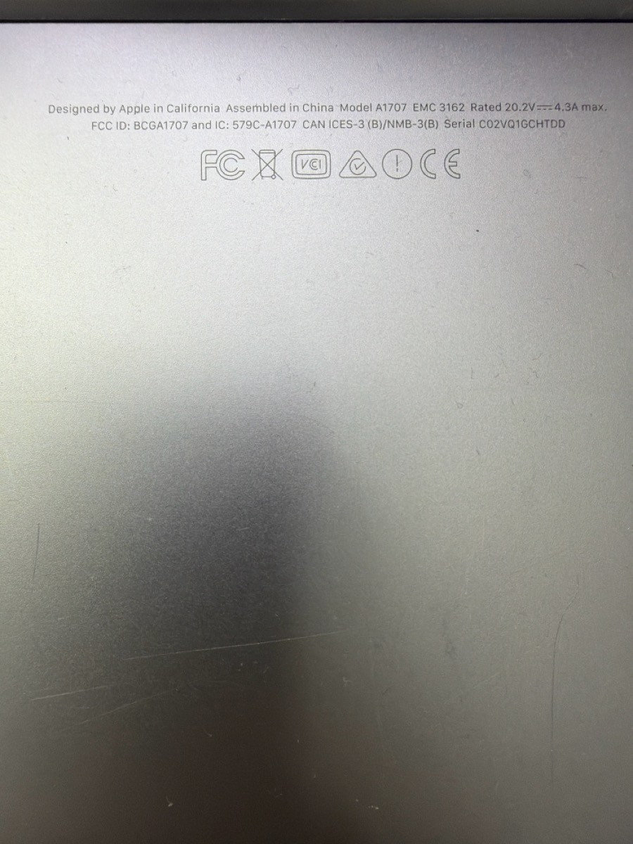 APPLE MACBOOK PRO A1707 (EZ3003029)