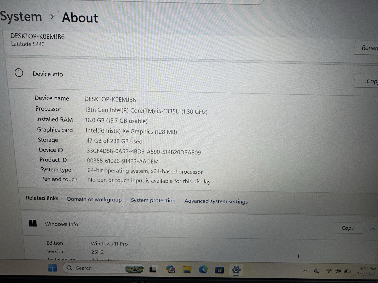 Dell Latitude 5440 14″ FHD Laptop i5-1335U 16GB RAM 256GB SSD Win 11 Pro