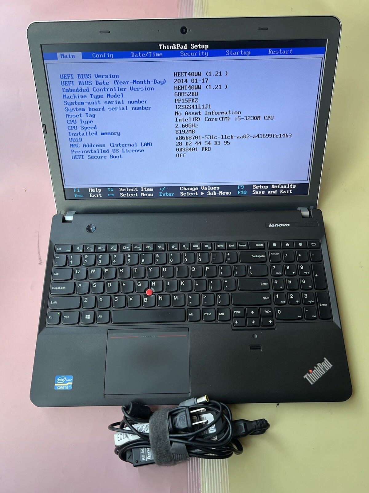 LENOVO ThinkPad E531 15.6” Core i5-3230M 2.60GHz 8GB RAM 500GB HDD HDMI WEBCAM