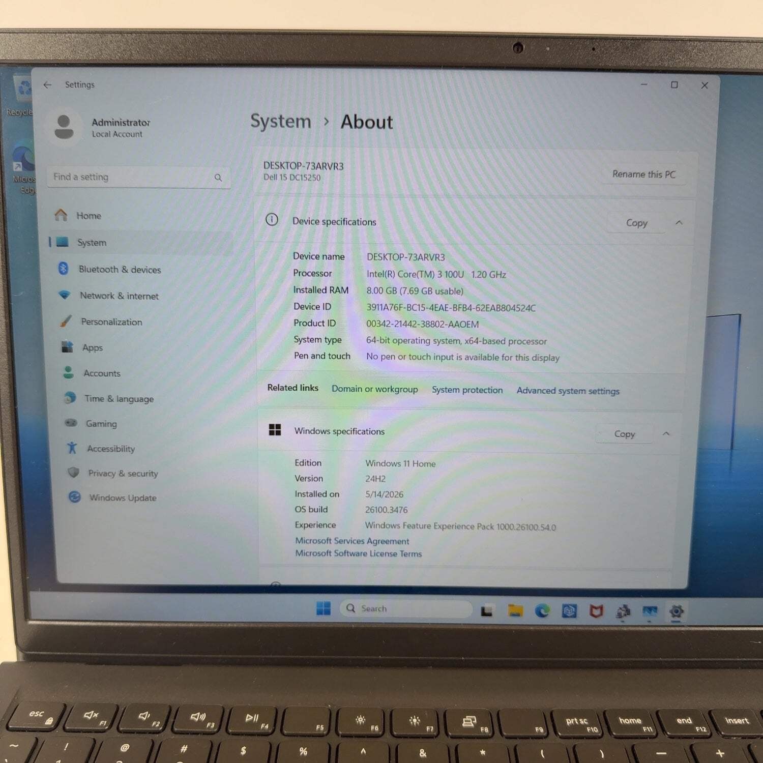 Dell 15-dc15250 15-DC15250 15.6″ Core 3 100U 1.2GHz 8GB RAM 512GB SSD