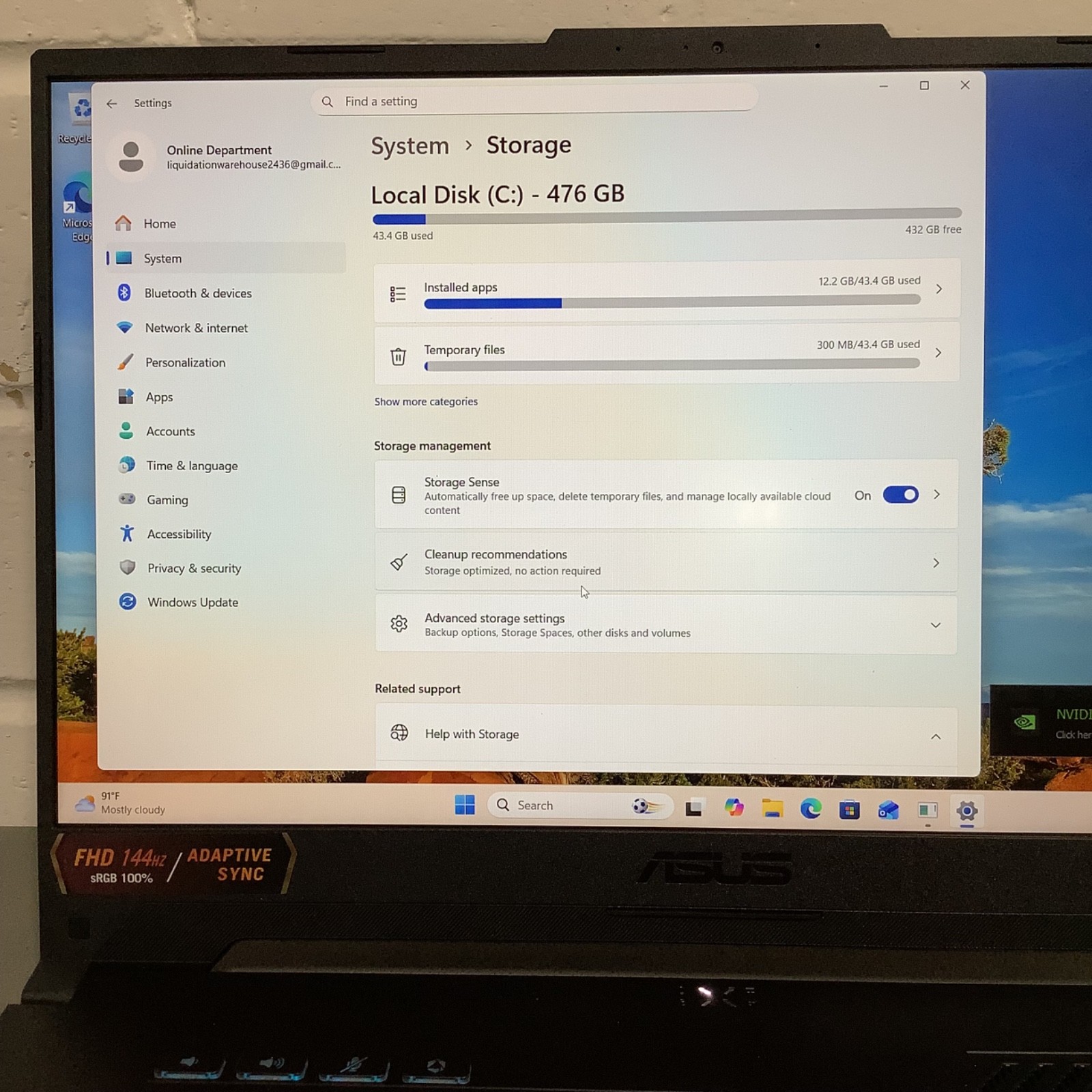 Asus TUF Gaming A15- 15.6″ FHD Ryzen 9 8945H- 8GB 512GB SSD