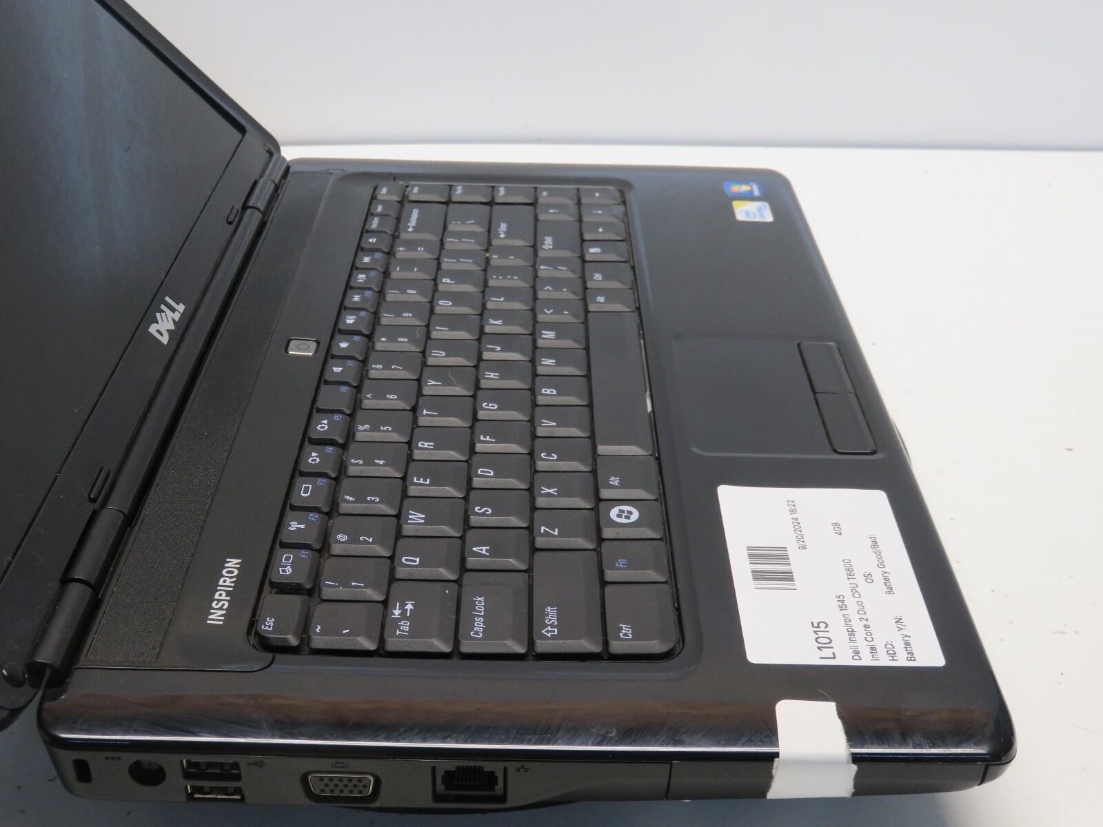 Dell Inspiron 1545 Intel Core 2 Duo CPU T6600 2.20GHz 4GB 500 GB WIN XP NO BAT