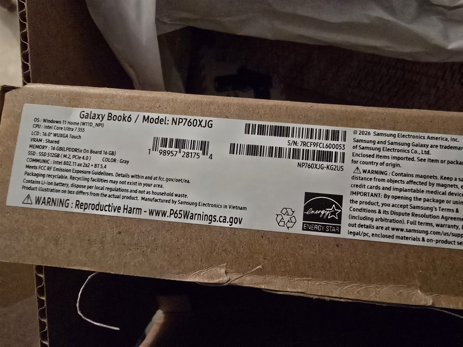 Samsung Galaxy Book6 16″ 120Hz IPS Touch Core Ultra 7 355 16G 512G Gray Laptop