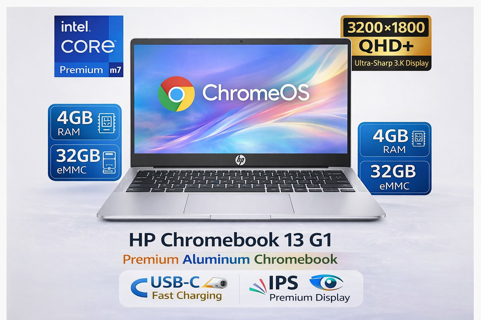 HP Chromebook 13 G1 Premium 13.3″ QHD+IPS | Slim | 32GB | Backlit keyboard