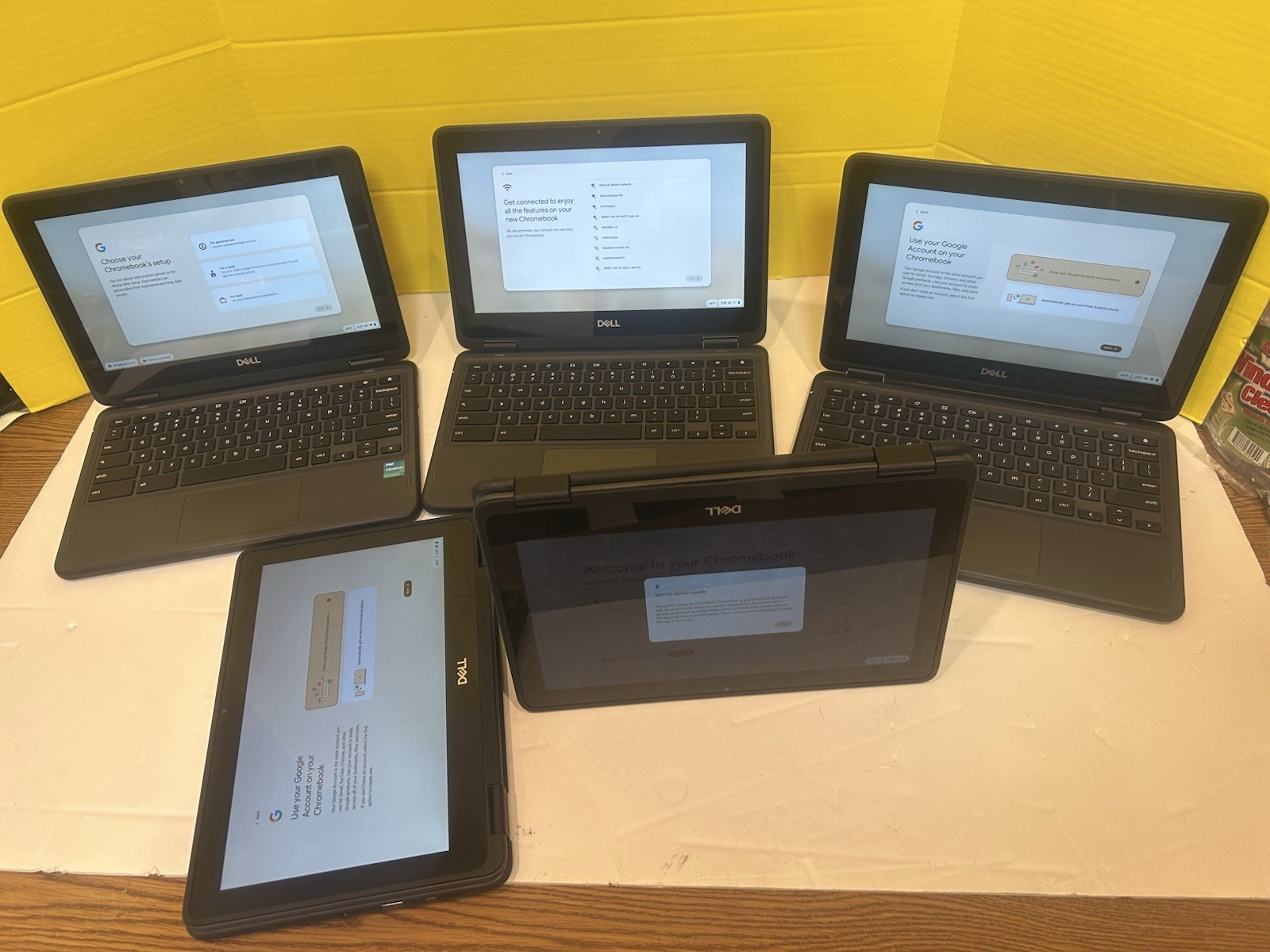 lot 5 Dell Chromebook 3100 2-in-1 11.6″ Touchscreen Laptop Celeron 4GB RAM 32GB