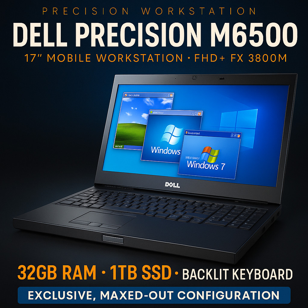 Dell Precision M6500 | i7 Extreme 32GB RAM 1TB SSD | FHD+ Win XP + 7 + 11