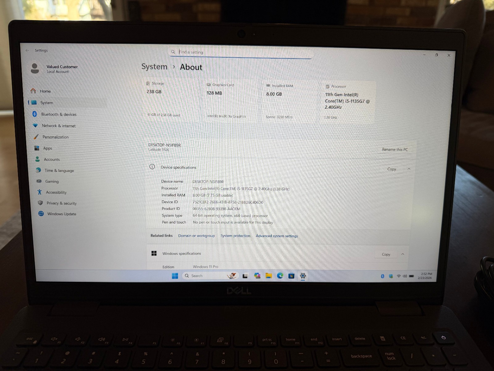 15.6″ DELL Latitude Laptop: 11th Gen Intel Core i5! 8GB RAM! 256GB SSD! Win11PRO
