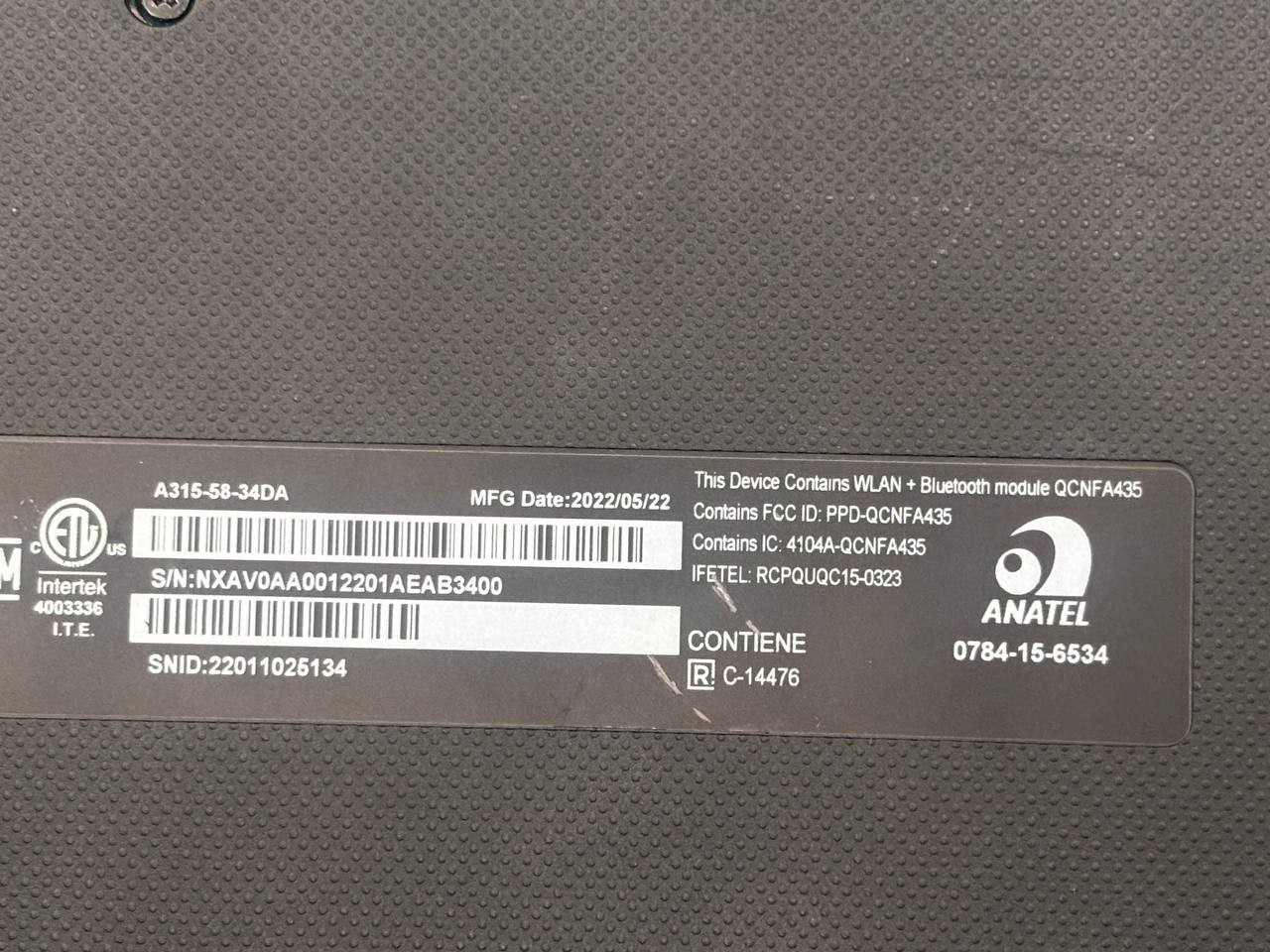 Acer A315-58-34DA Aspire 15.6″ FHD i3-1115G4 3GHz 128GB SSD 4GB RAM PH9