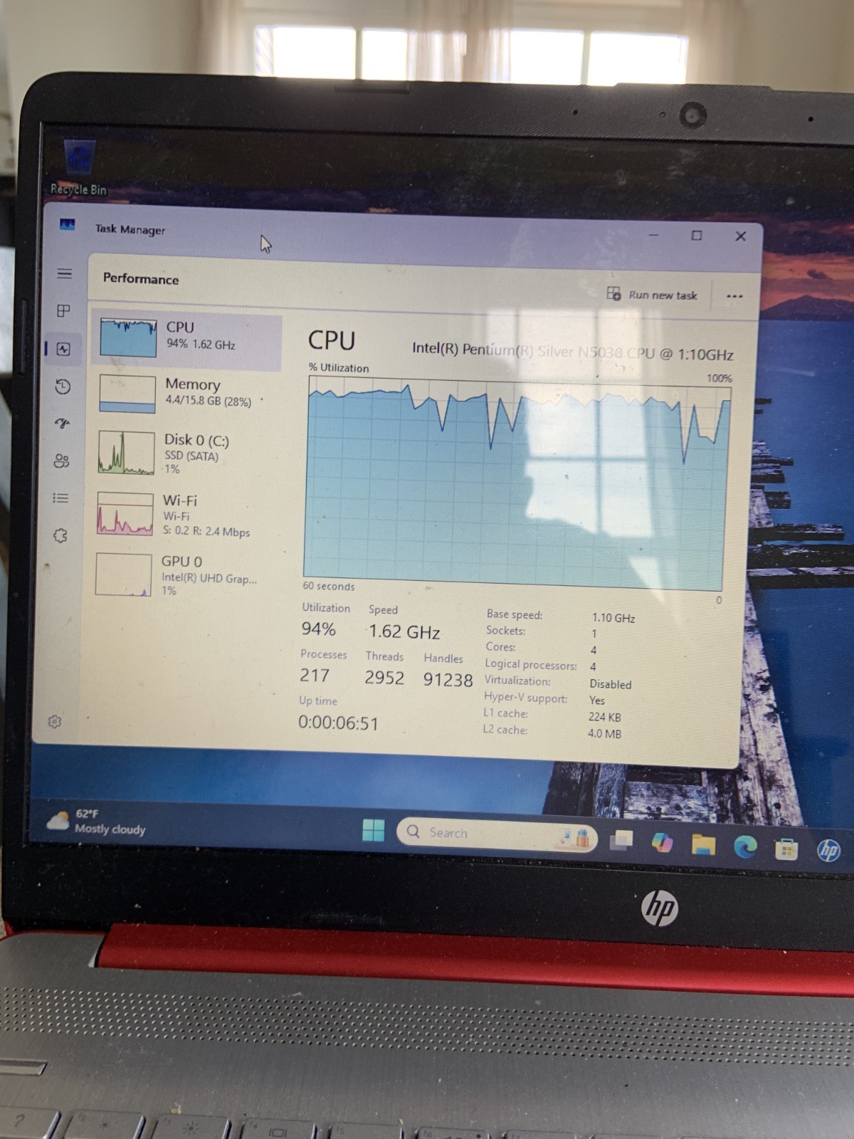 HP laptop model 15-dw0083wm 16 gb red good condition