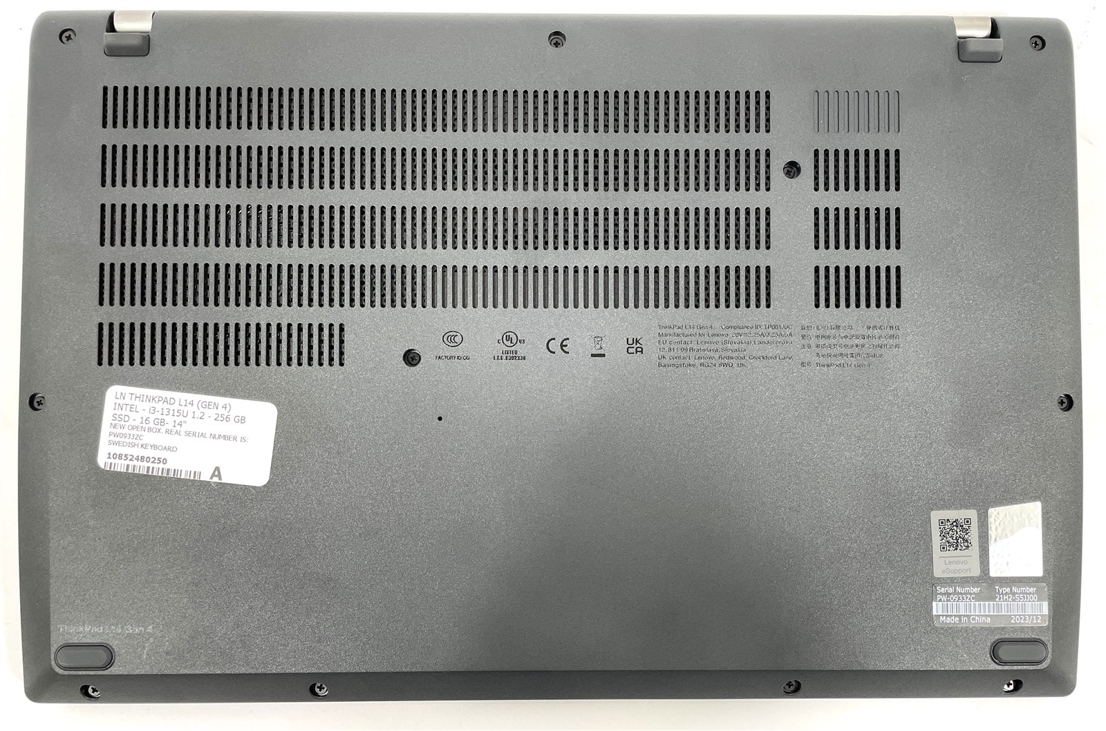 Lenovo ThinkPad L14 Gen 4 Laptop i3-1315U 256GB SSD 16GB RAM – Swedish Keyboard