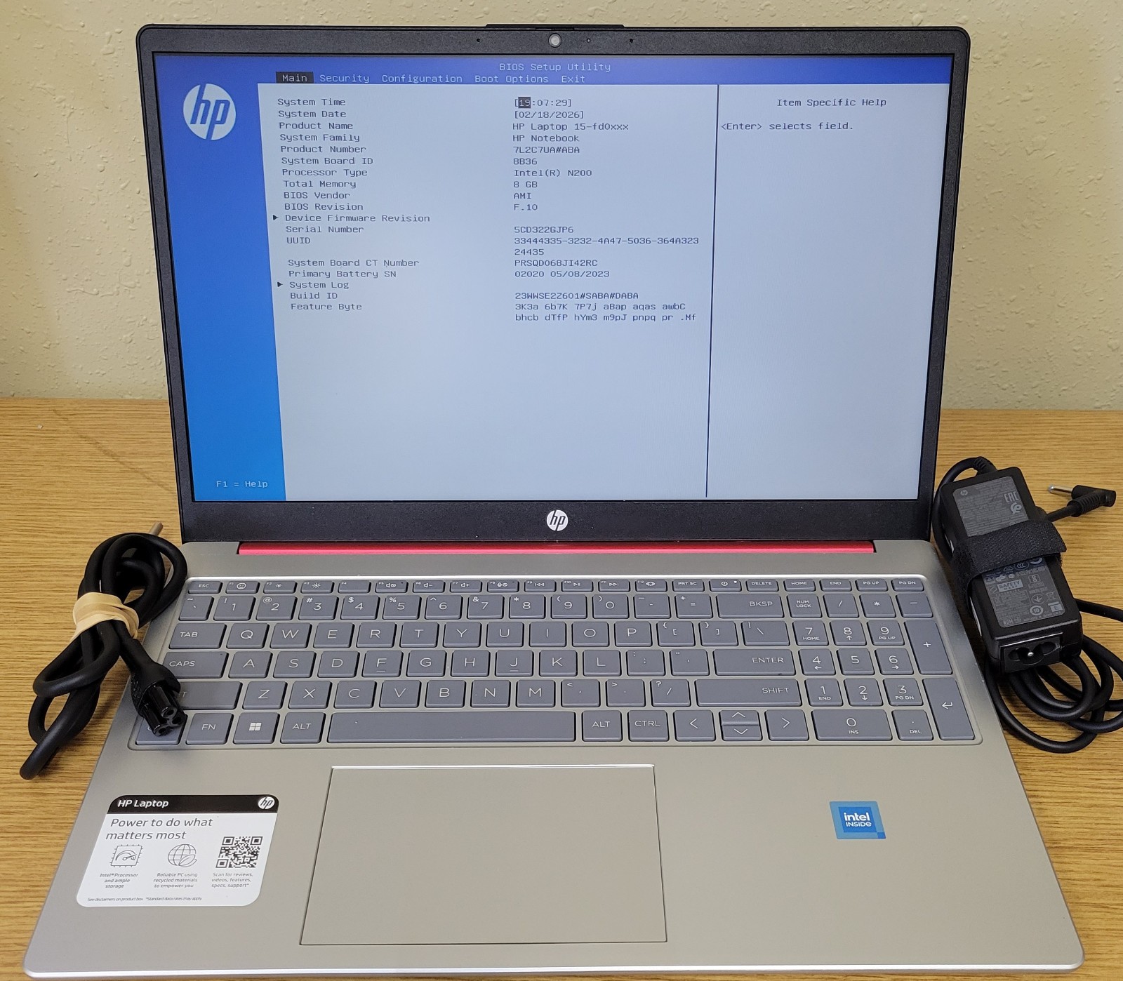 HP Laptop 15-fd0083wm N200 1.0GHz 8GB 128GB SSD No OS/HDD
