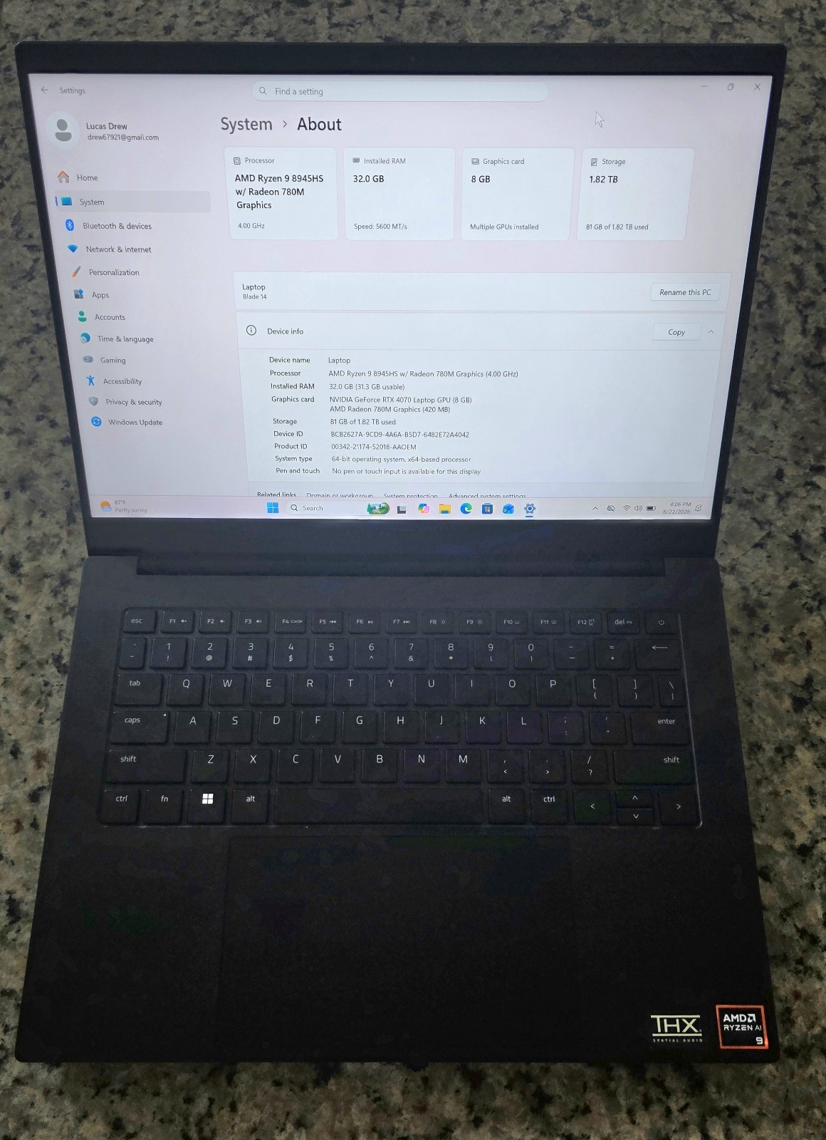 Razer Blade 14 RTX 4070 Ryzen9 8945HS 64GB RAM 2TB SSD QHD+ 240Hz Mint Condition