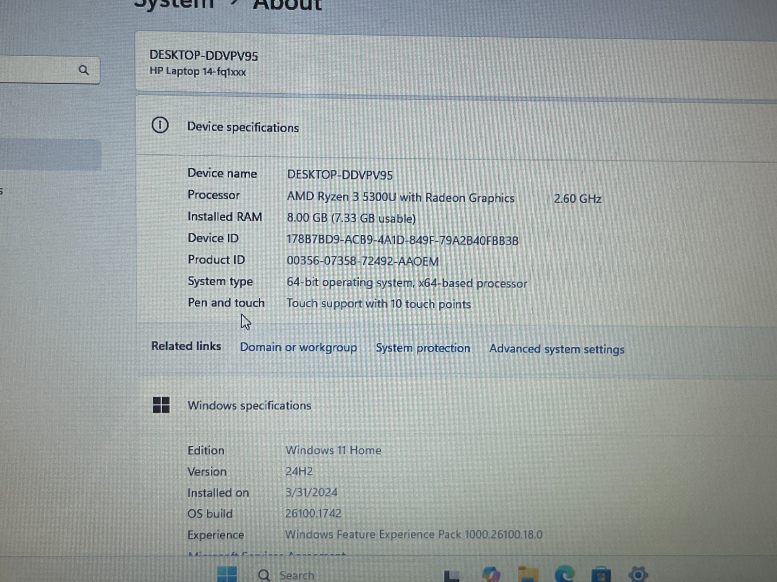 HP 14″ Touchscreen Laptop 14-fq1003cl AMD Ryzen 3 Win 11 8GB 256GB SSD