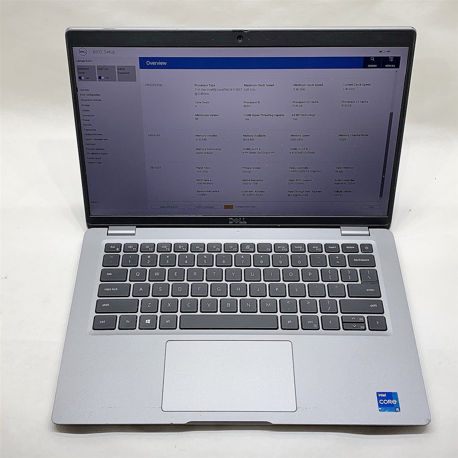 Dell Latitude 5420 Laptop Intel Core i5 1135G7 2.40GHZ 15.6″ FHD 8GB RAM NO HDD