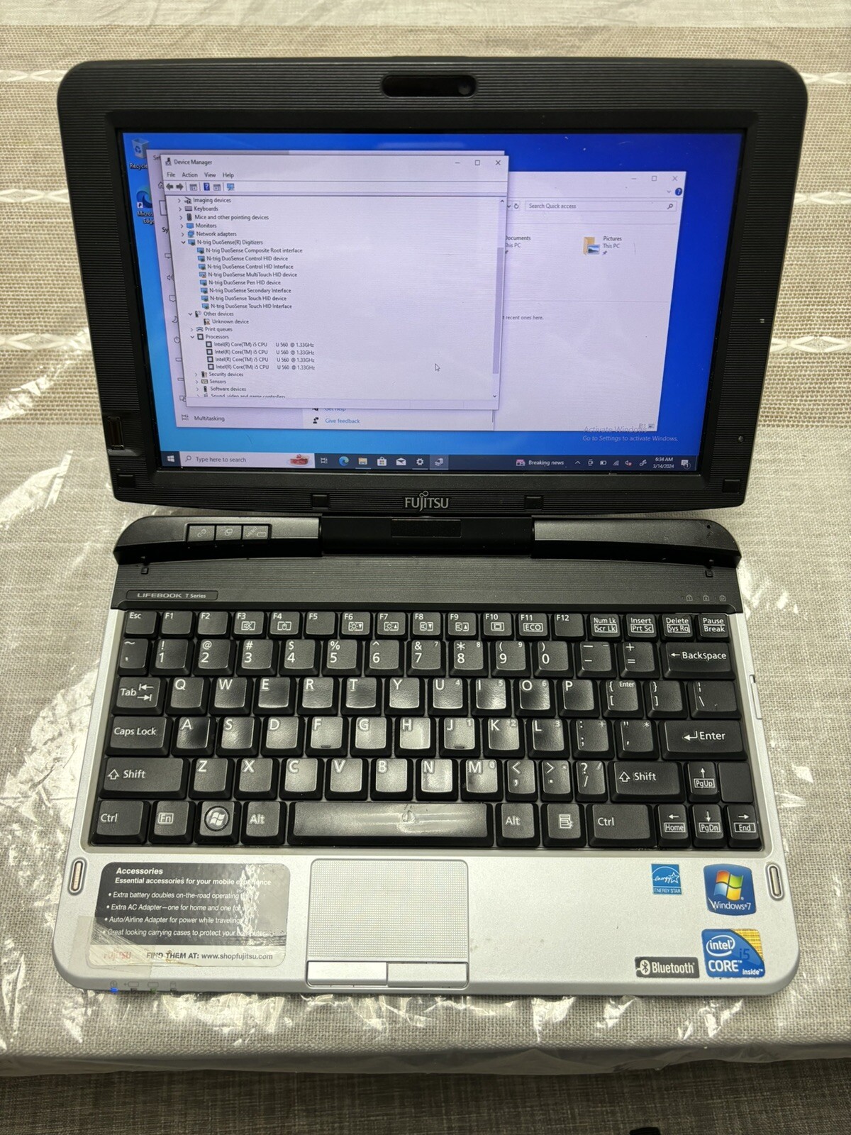 Fujitsu T 580 Core i5 – 1.33 GHz 3GB Ram Windows 10 – 512 SSD 10” Touch
