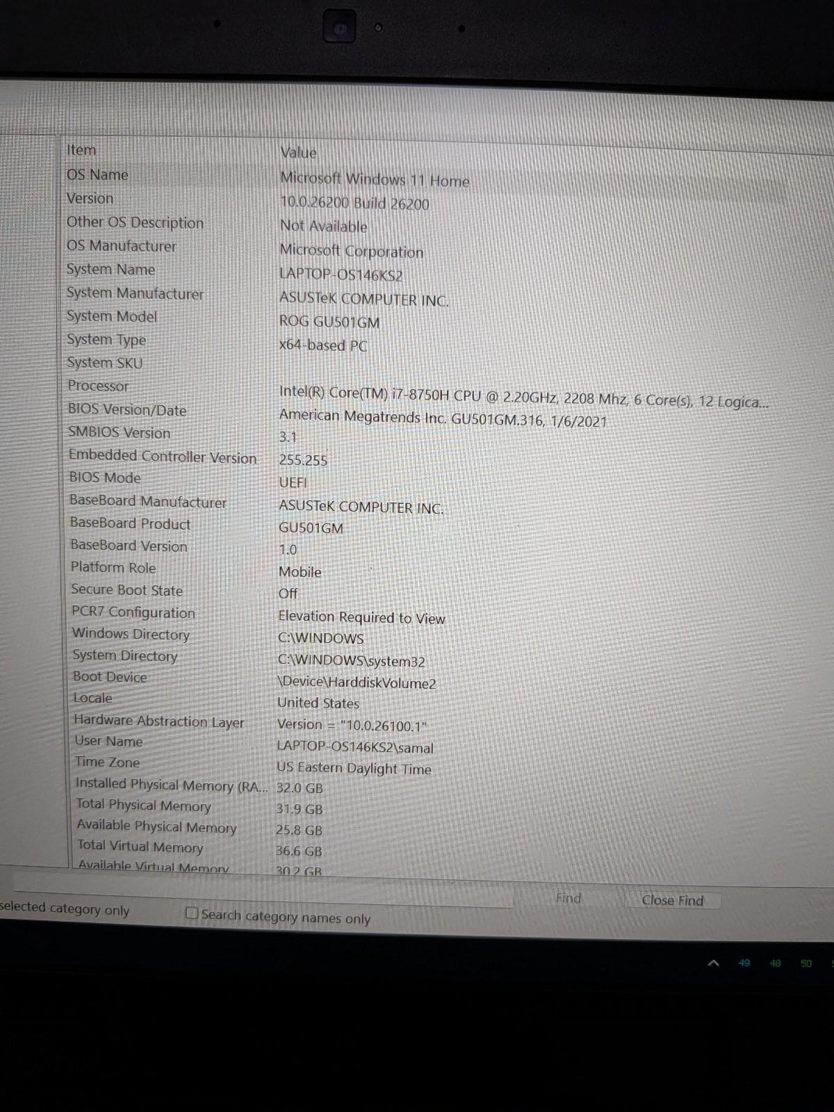 Upgraded Gaming Laptop ASUS ROG GU501GM 15.6in. Core i7 8750H 32 GB RAM, SSD