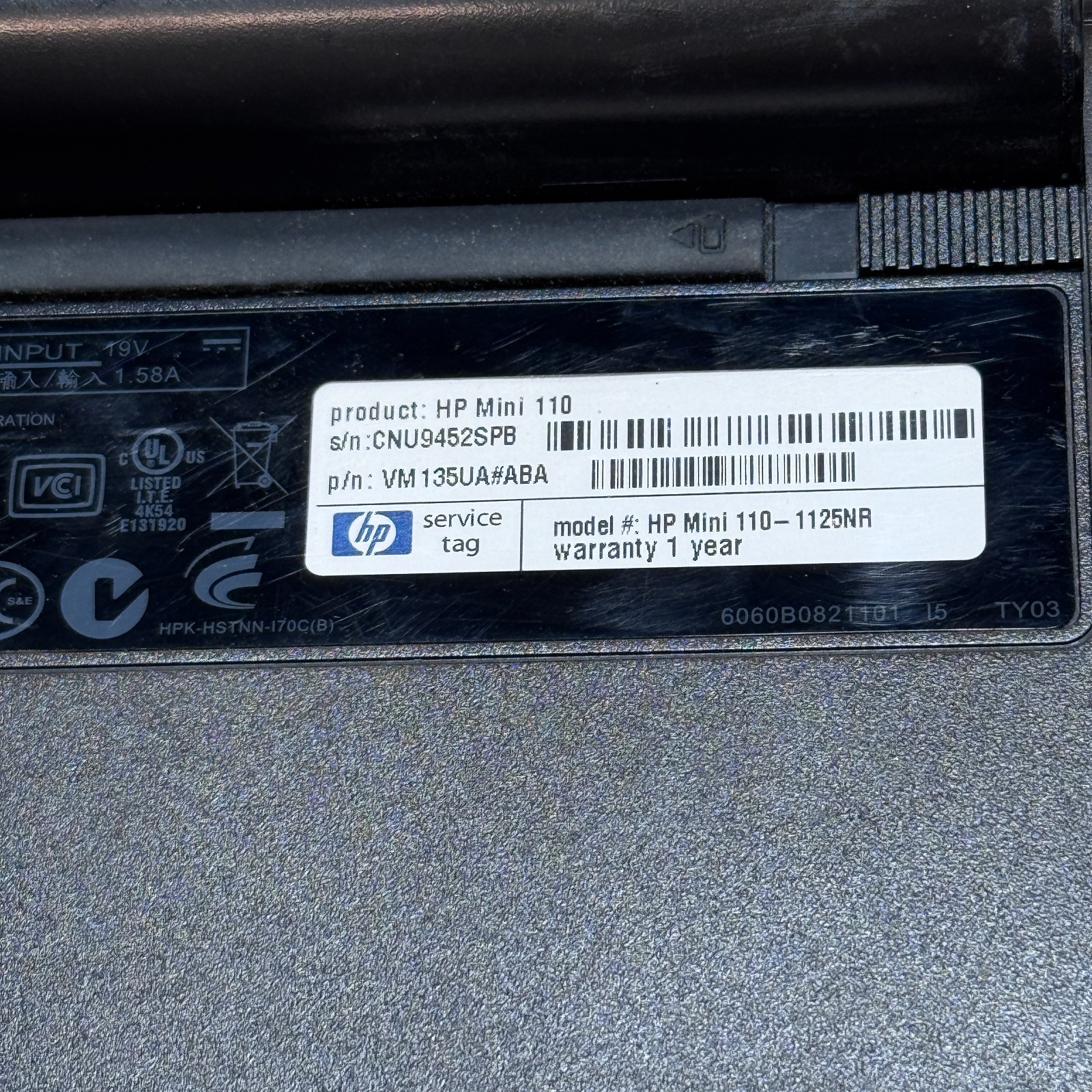 HP Mini Laptop Dark Gray Untested Selling for Parts