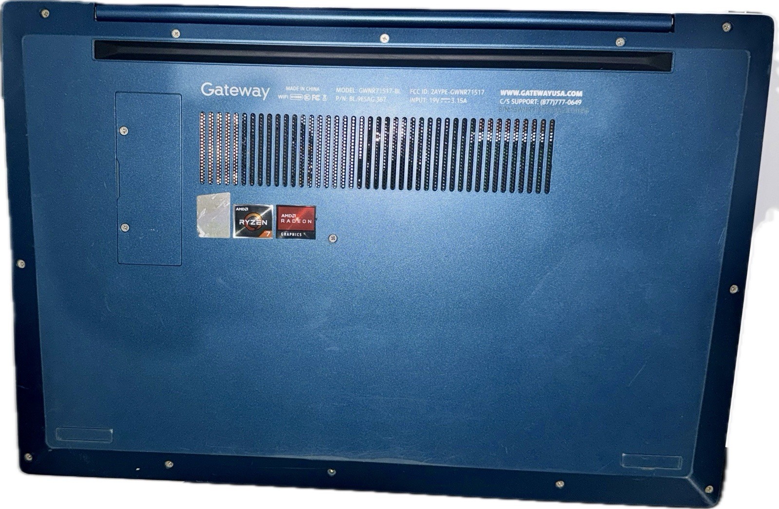 Laptop, Gateway GWNR71517-BL, Ryzen 7 3700U, 512 GB SSD, 8 GB, 15.6 in Screen