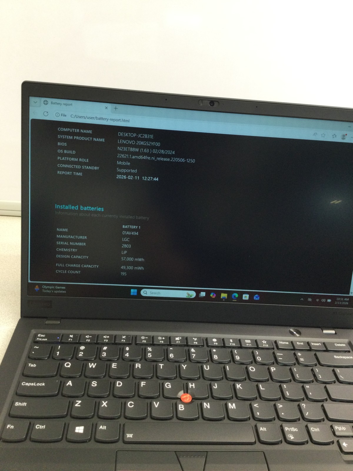 Lenovo ThinkPad X1 Carbon Gen 6 14” core i7 8th gen 1.80GHz 8GB 128 GB SSD