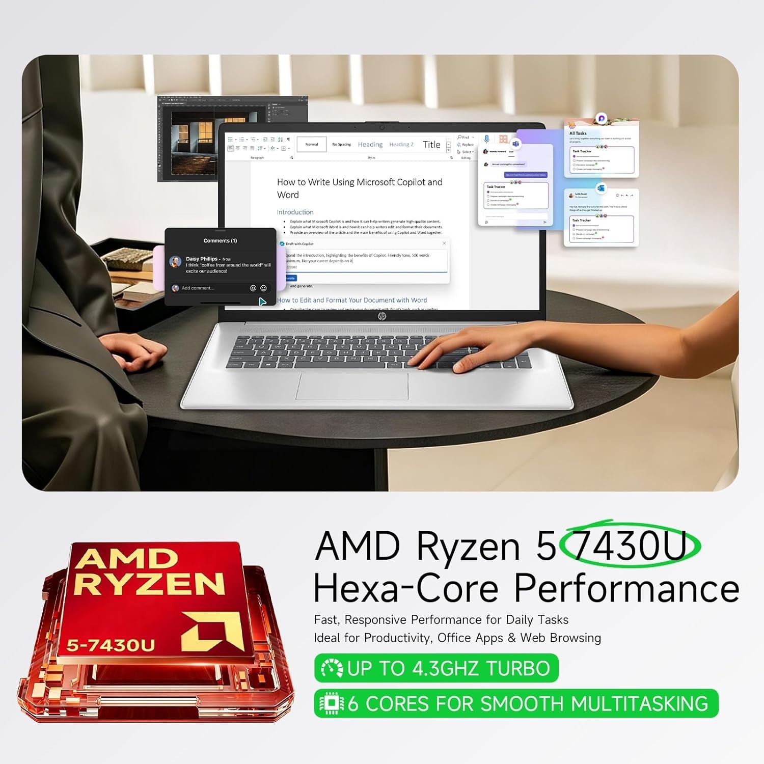 HP Notebook 17 17.3″ FHD AMD Ryzen 5 7430U 64GB RAM + 1TB SSD Win11 Pro Silver