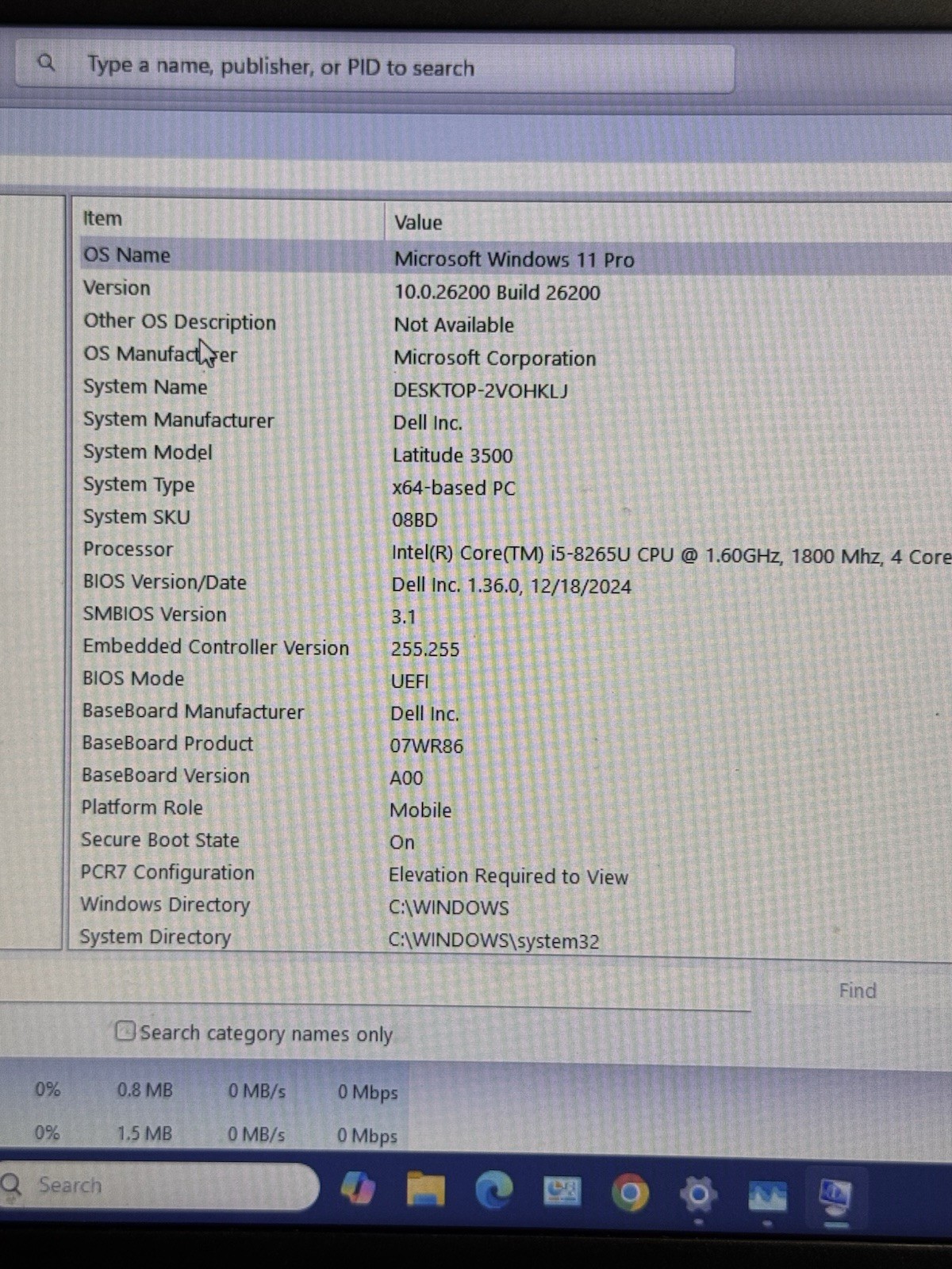 Dell Latitude 3500 15″ Laptop i5-8265U @ 1.6GHz 8GB RAM 500GB HDD Windows 11 Pro