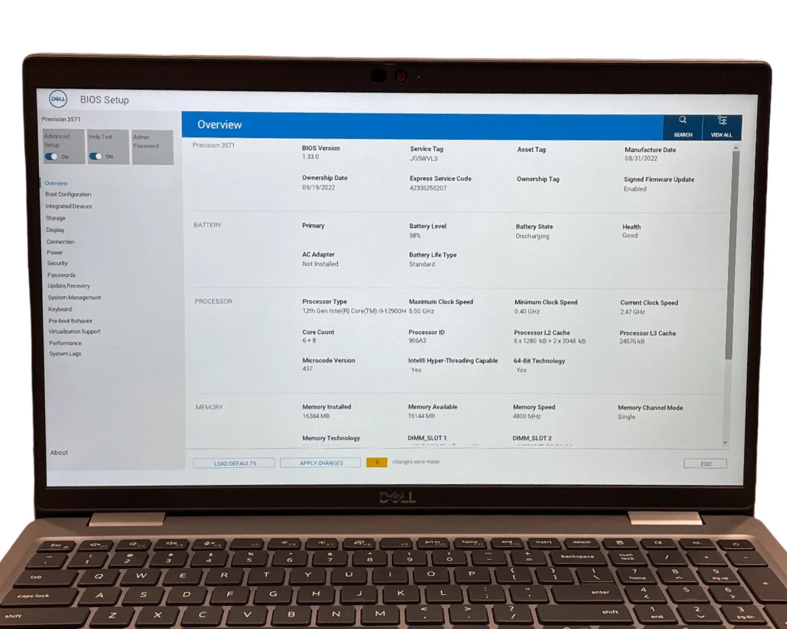 Dell Precision 3571 15.6″ i9-12900H 16GB 1TB SSD RTX A1000 Win11 Pro Workstation